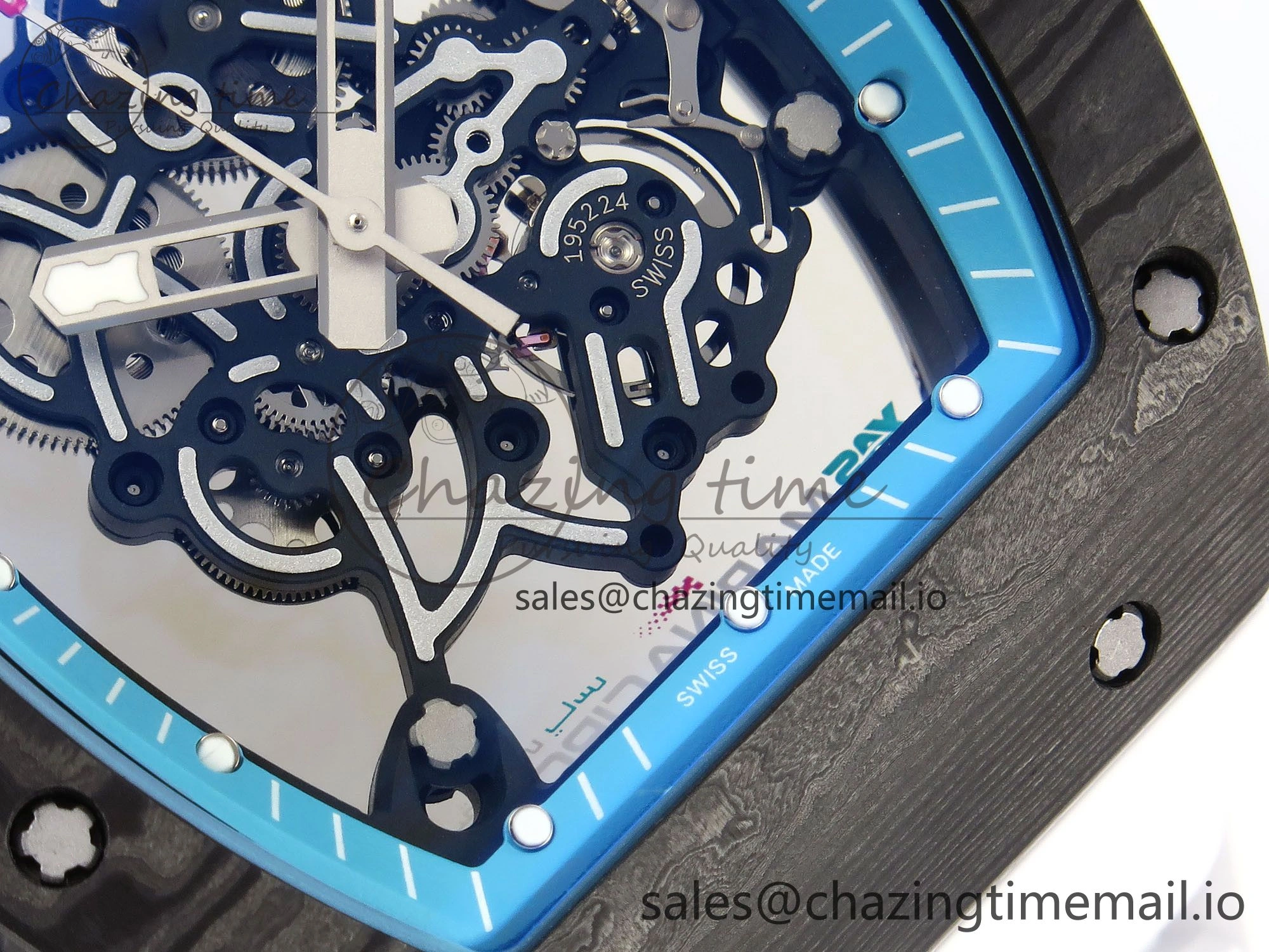 Resilient RM055 NTPT ZF 1:1 Best Edition Blue Bezel White Crown on Rubber Strap RMUL2 Super Clone 9275