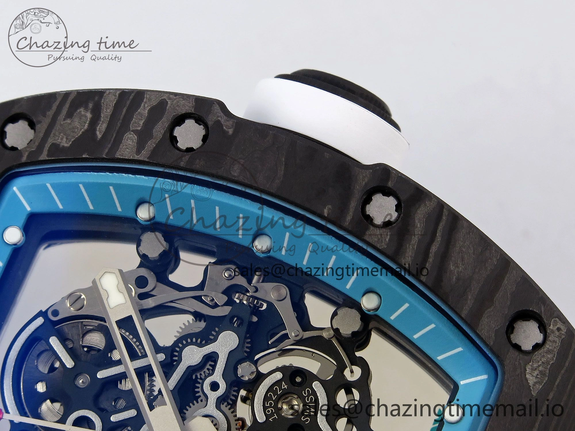 Resilient RM055 NTPT ZF 1:1 Best Edition Blue Bezel White Crown on Rubber Strap RMUL2 Super Clone 9275