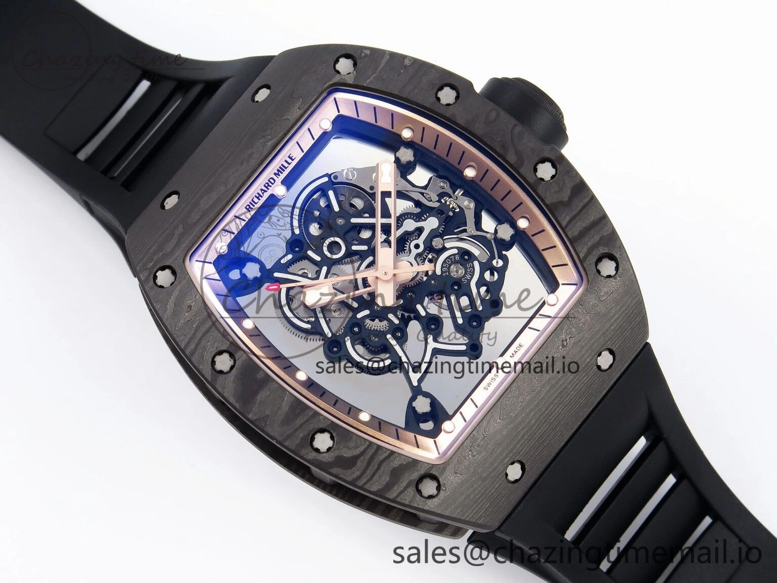 Classic RM055 NTPT ZF 1:1 Best Edition Gold Bezel Black Crown on Rubber Strap RMUL2 Super Clone 9273