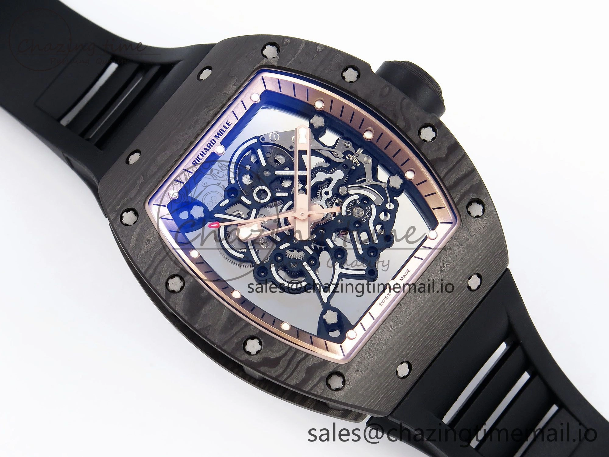 Classic RM055 NTPT ZF 1:1 Best Edition Gold Bezel Black Crown on Rubber Strap RMUL2 Super Clone 9273