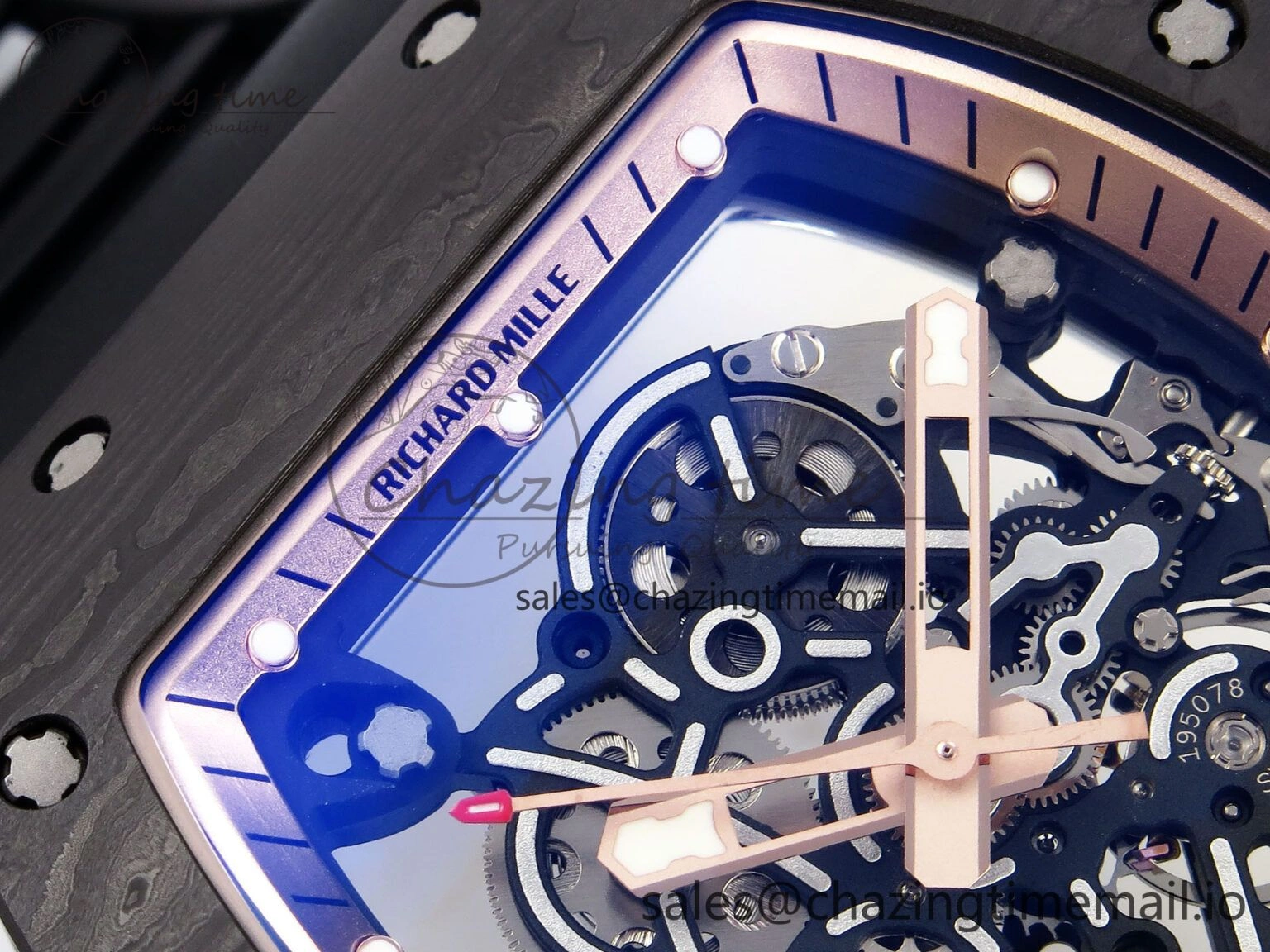 Classic RM055 NTPT ZF 1:1 Best Edition Gold Bezel Black Crown on Rubber Strap RMUL2 Super Clone 9273