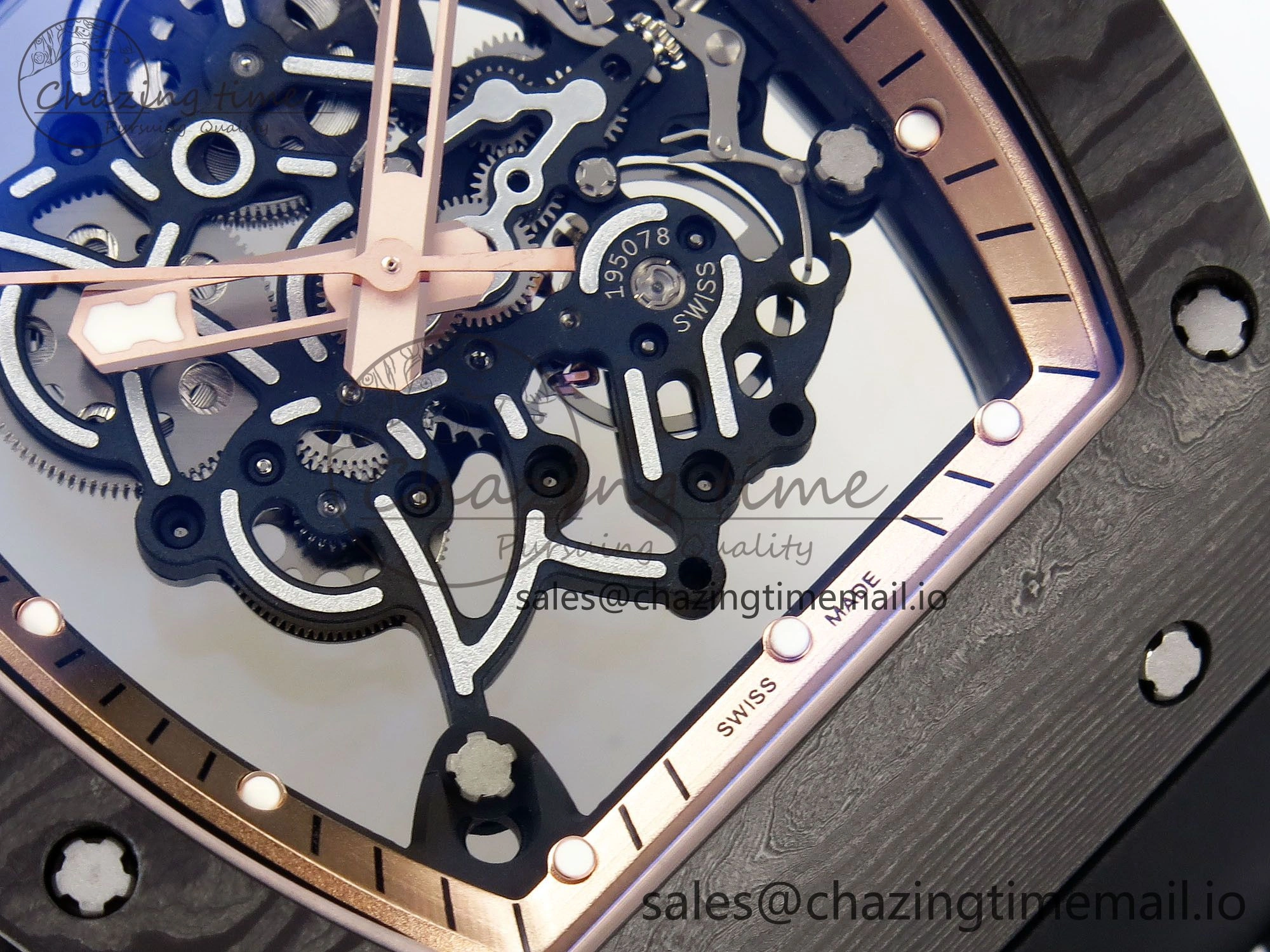 Classic RM055 NTPT ZF 1:1 Best Edition Gold Bezel Black Crown on Rubber Strap RMUL2 Super Clone 9273