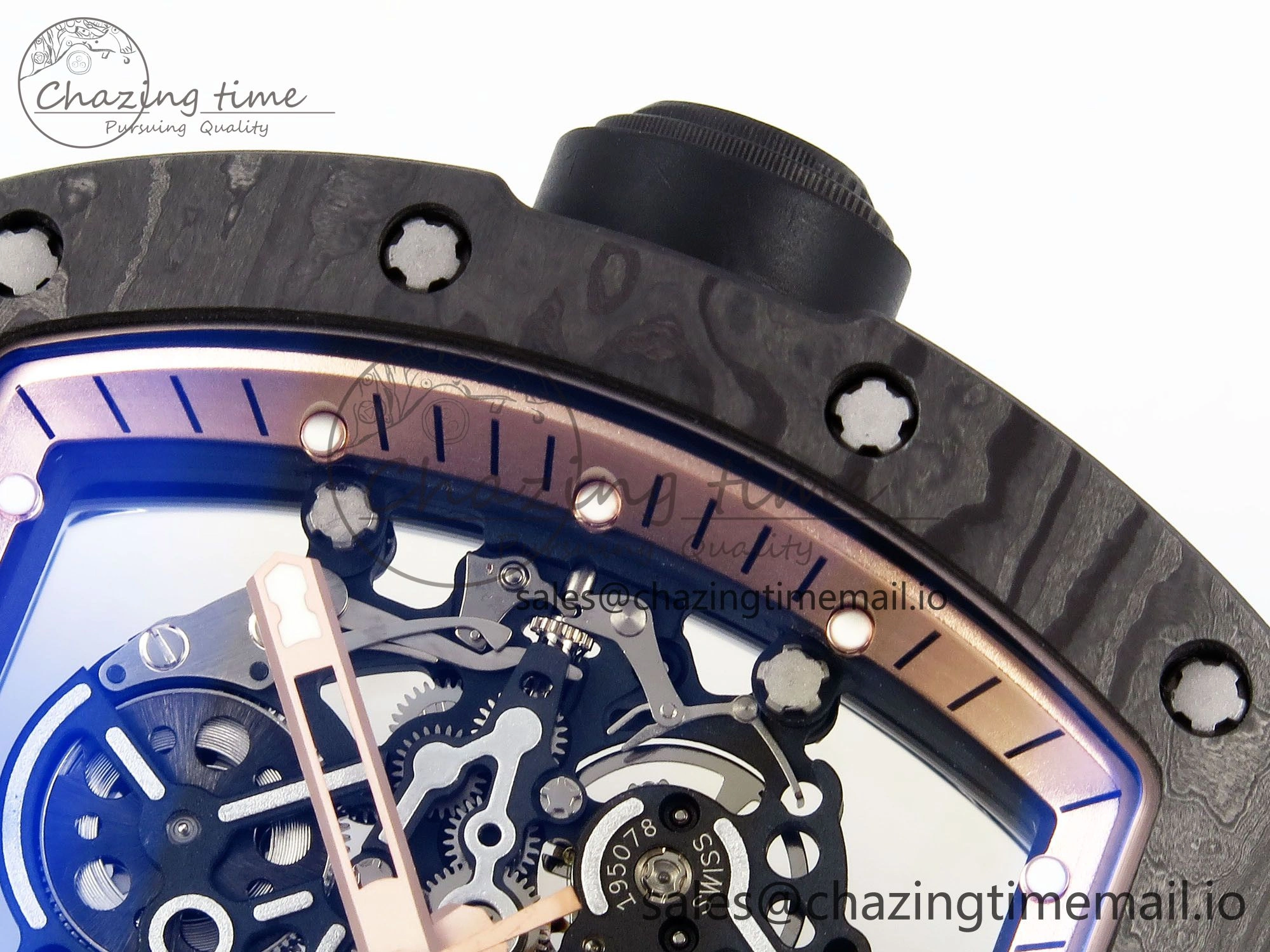 Classic RM055 NTPT ZF 1:1 Best Edition Gold Bezel Black Crown on Rubber Strap RMUL2 Super Clone 9273