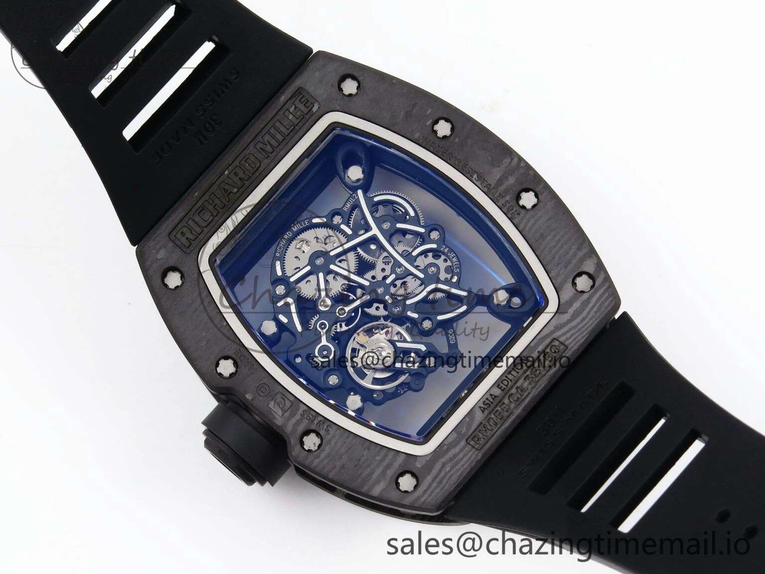 Classic RM055 NTPT ZF 1:1 Best Edition Gold Bezel Black Crown on Rubber Strap RMUL2 Super Clone 9273