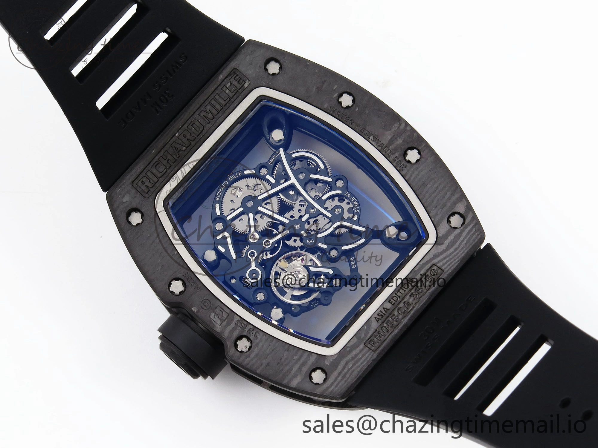 Classic RM055 NTPT ZF 1:1 Best Edition Gold Bezel Black Crown on Rubber Strap RMUL2 Super Clone 9273