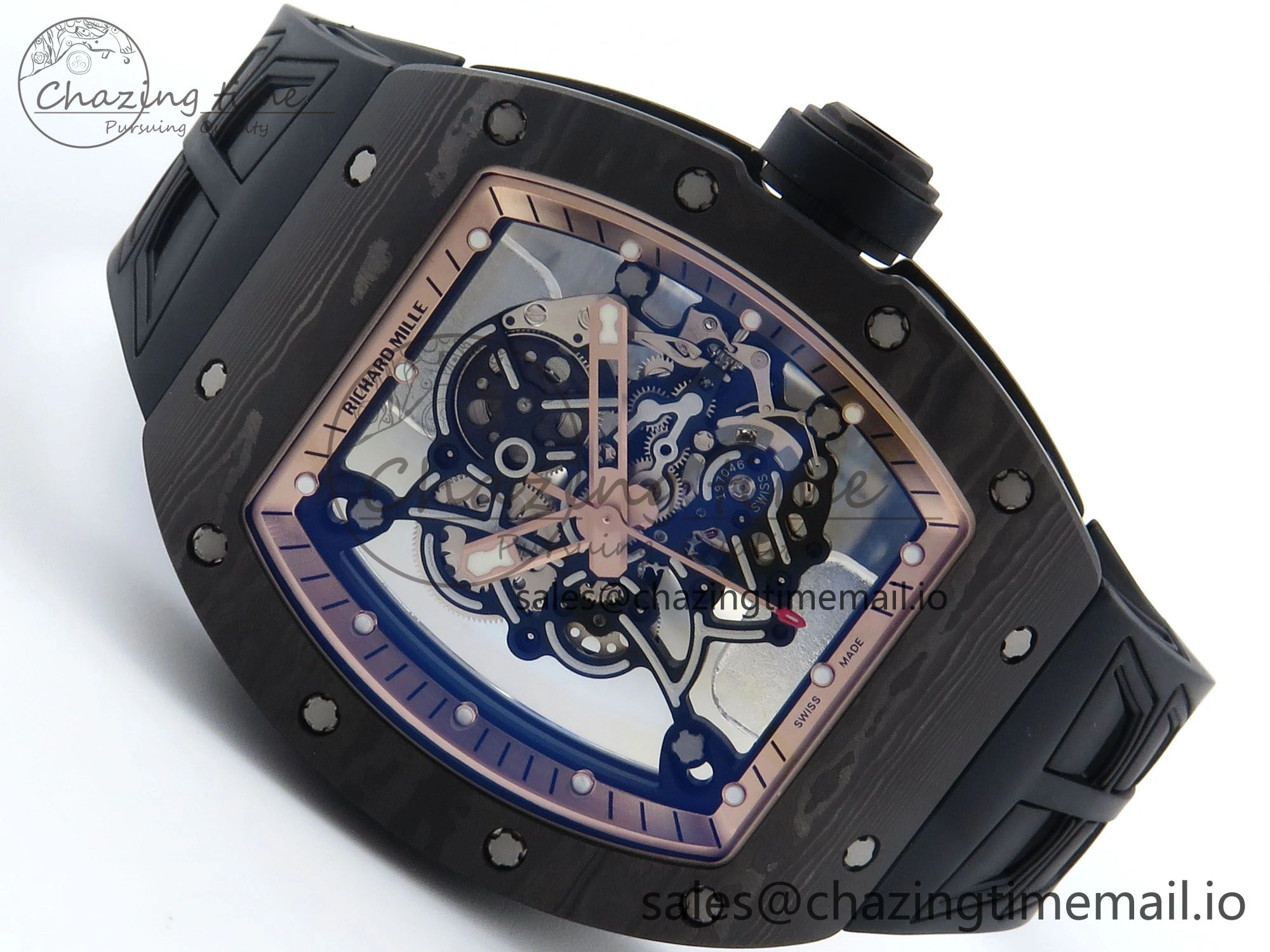 RM055 NTPT ZF 1:1 Best Edition RG Bezel Black Crown on Shark Rubber Strap RMUL2 Super Clone OdorResistant 9203
