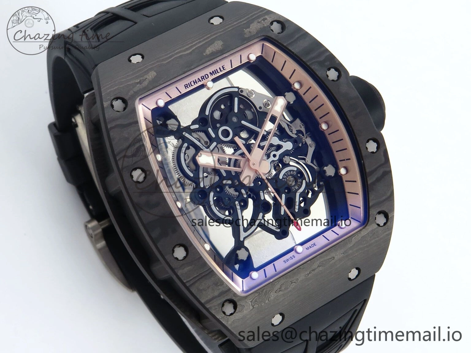 RM055 NTPT ZF 1:1 Best Edition RG Bezel Black Crown on Shark Rubber Strap RMUL2 Super Clone OdorResistant 9203