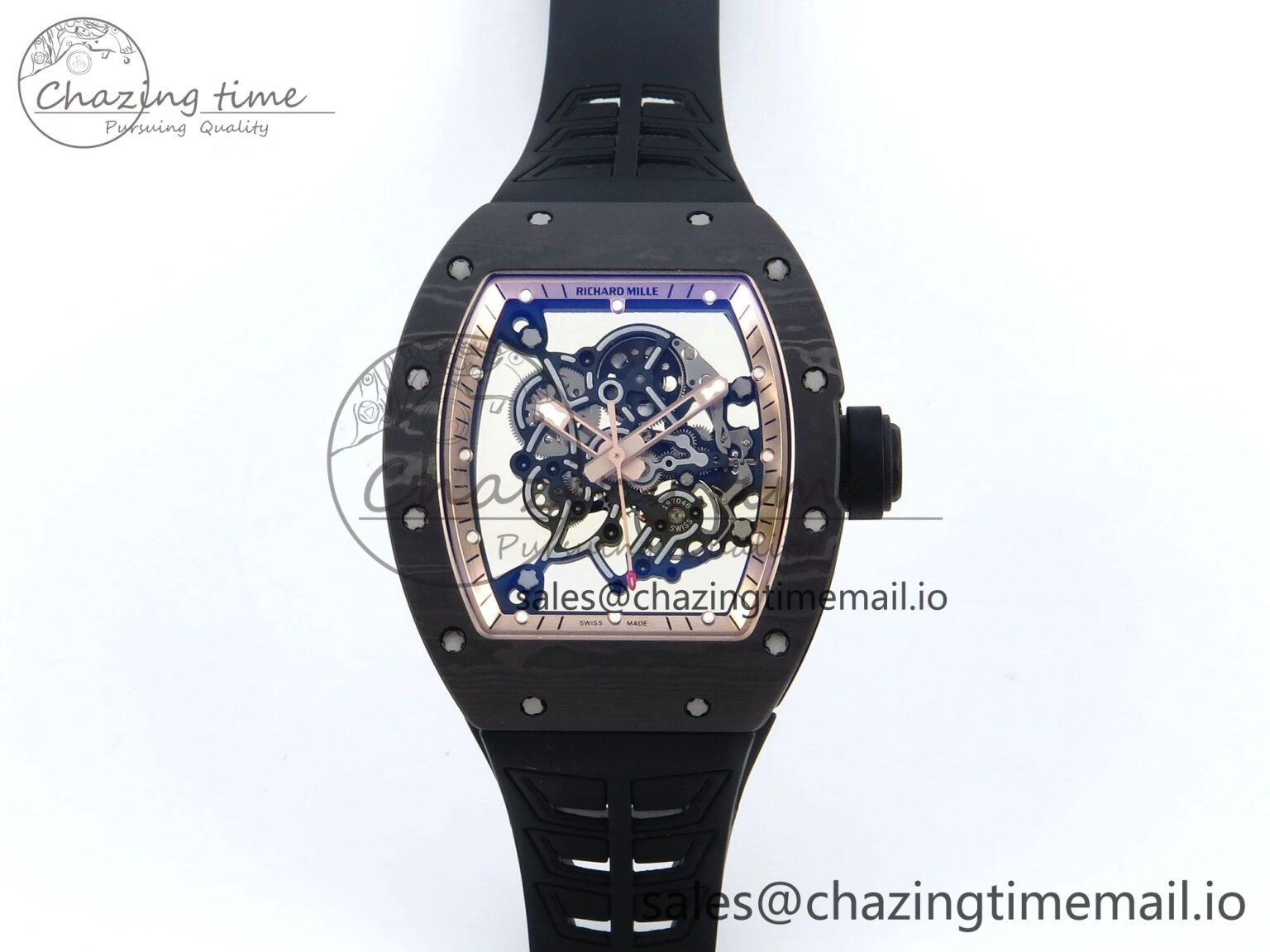 RM055 NTPT ZF 1:1 Best Edition RG Bezel Black Crown on Shark Rubber Strap RMUL2 Super Clone OdorResistant 9203