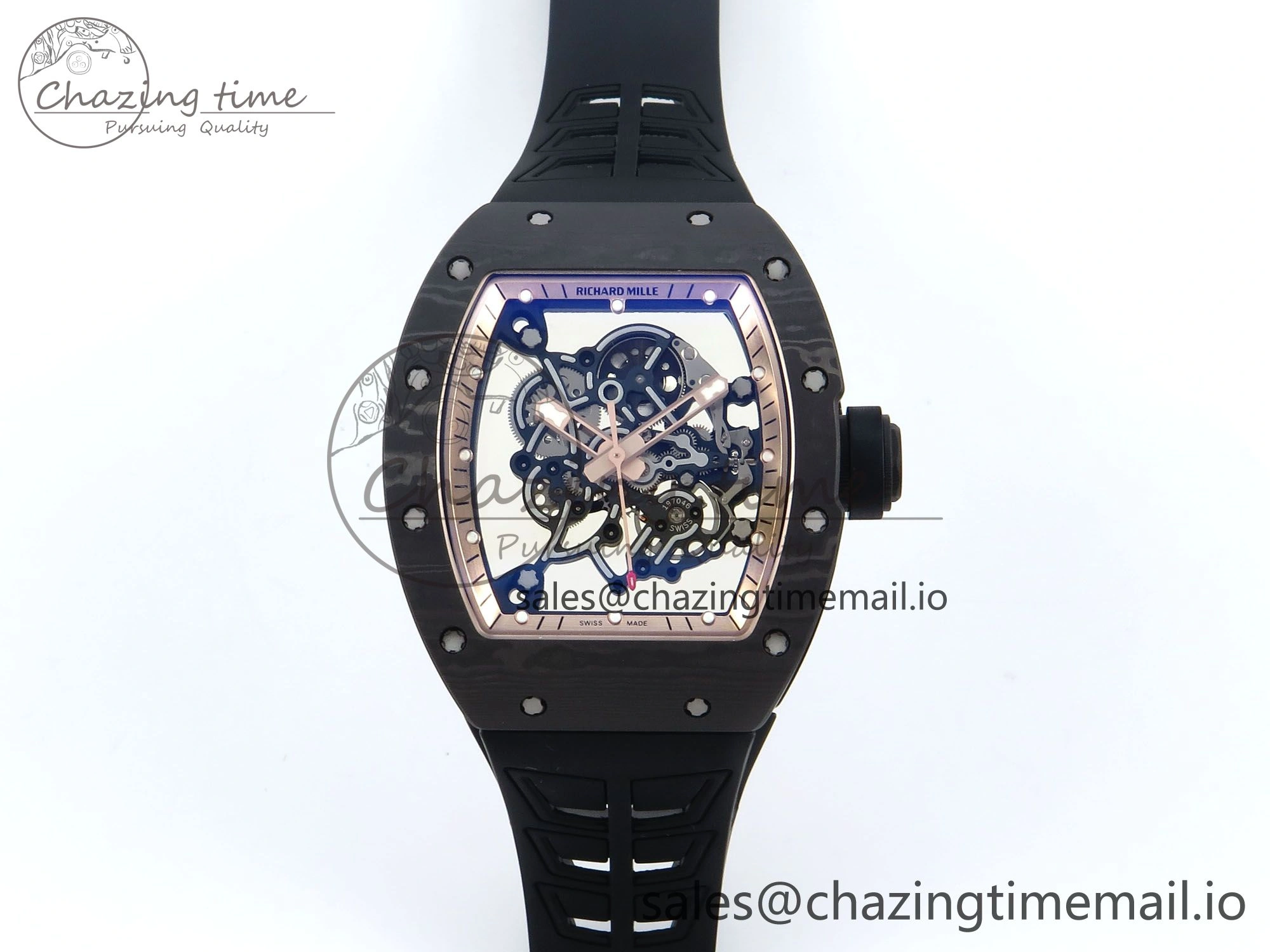 RM055 NTPT ZF 1:1 Best Edition RG Bezel Black Crown on Shark Rubber Strap RMUL2 Super Clone OdorResistant 9203