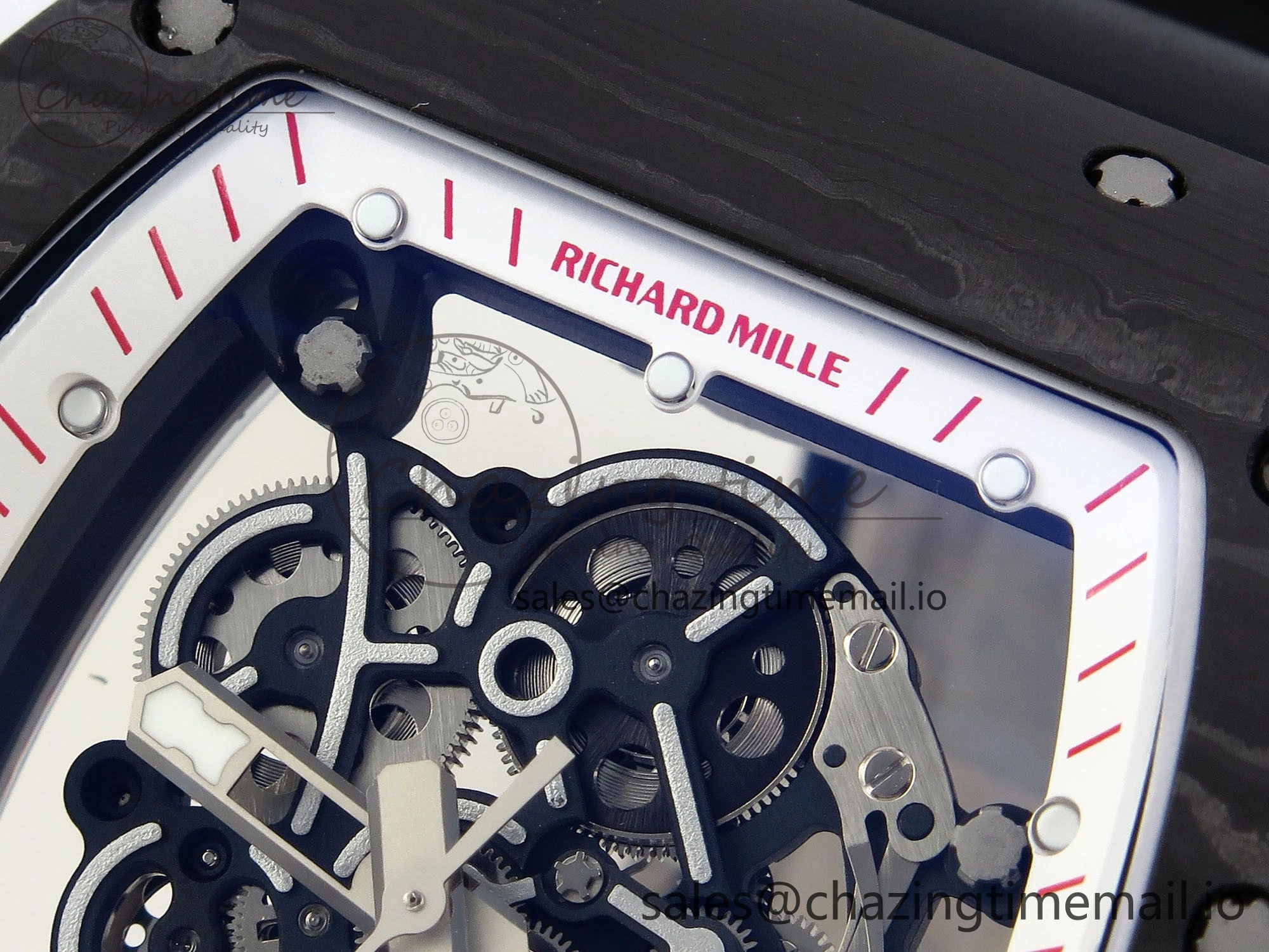 EasyCare RM055 NTPT ZF 1:1 Best Edition White Bezel Red Crown on Black Rubber Strap RMUL2 Super Clone 9270