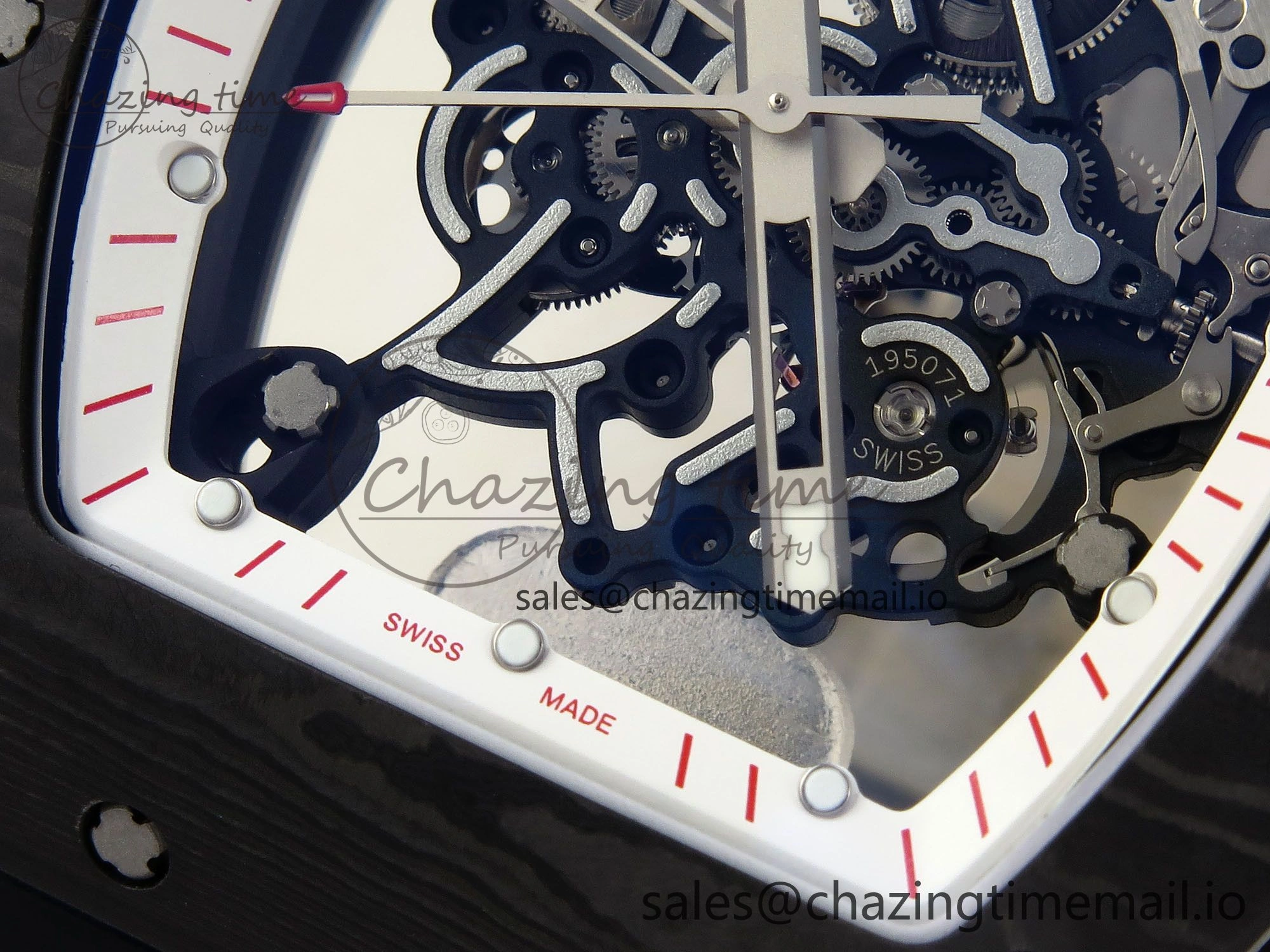 EasyCare RM055 NTPT ZF 1:1 Best Edition White Bezel Red Crown on Black Rubber Strap RMUL2 Super Clone 9270