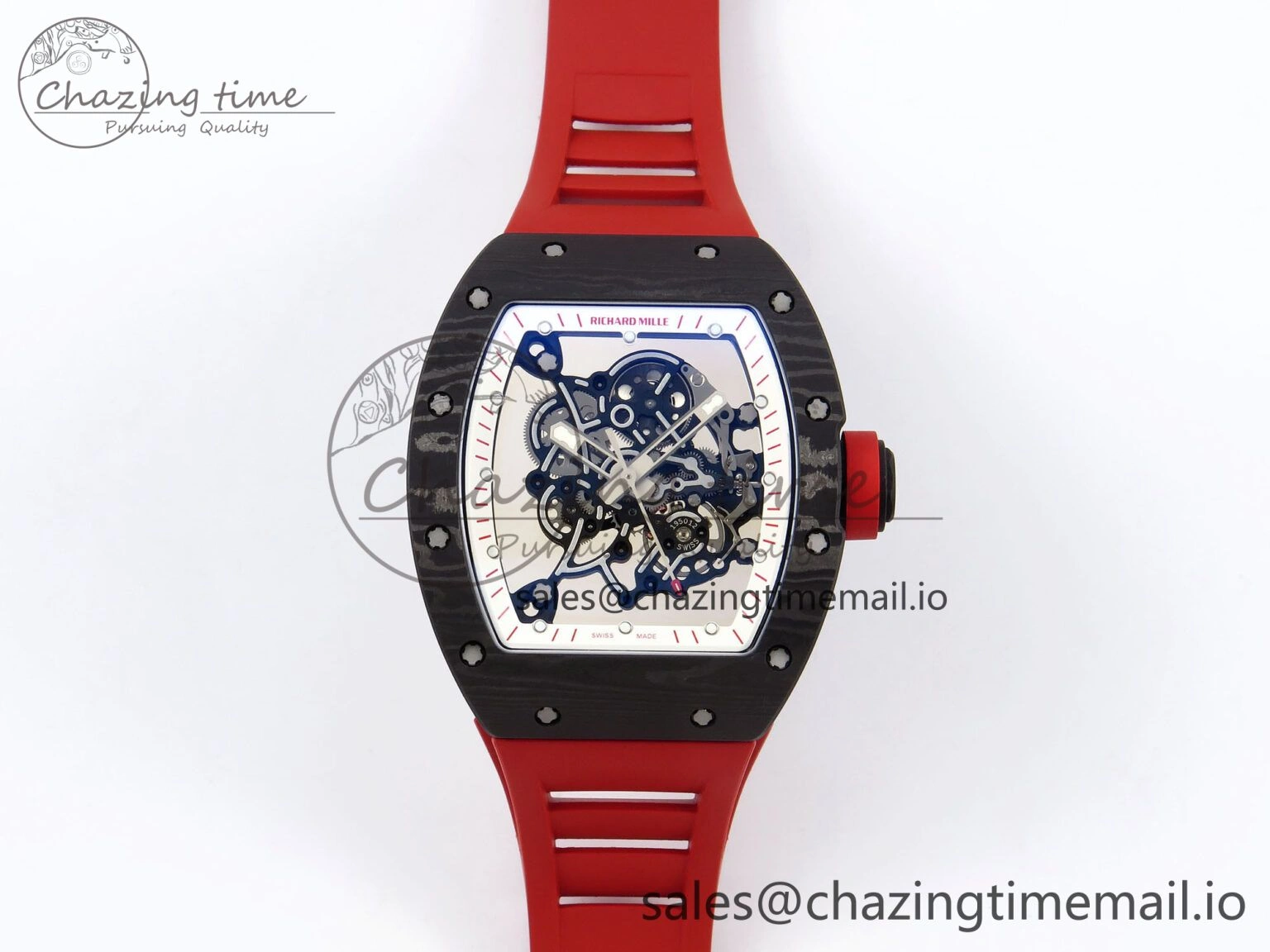 GoodFit RM055 NTPT ZF 1:1 Best Edition White Bezel Red Crown on Red Rubber Strap RMUL2 Super Clone 9268