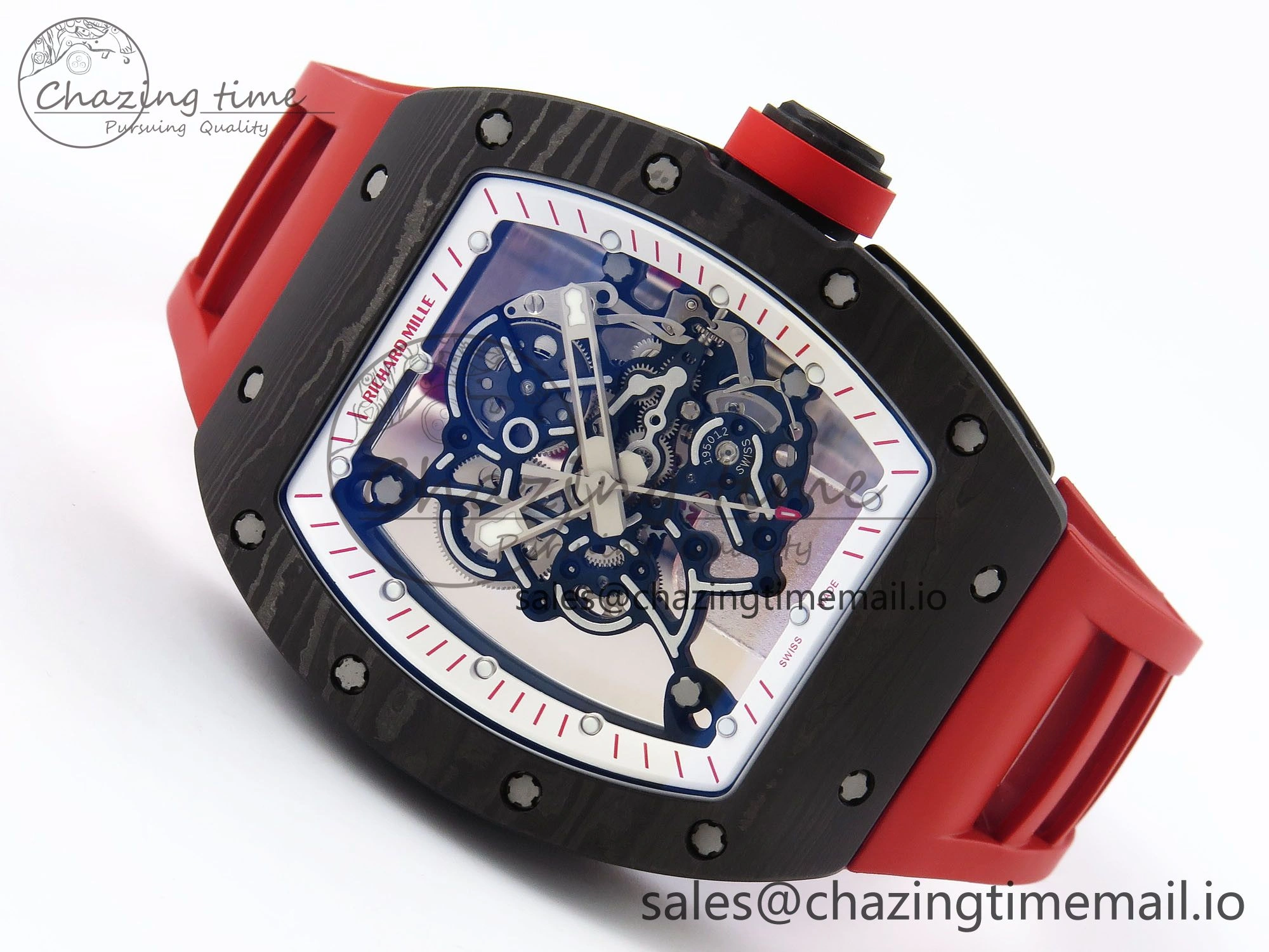 GoodFit RM055 NTPT ZF 1:1 Best Edition White Bezel Red Crown on Red Rubber Strap RMUL2 Super Clone 9268