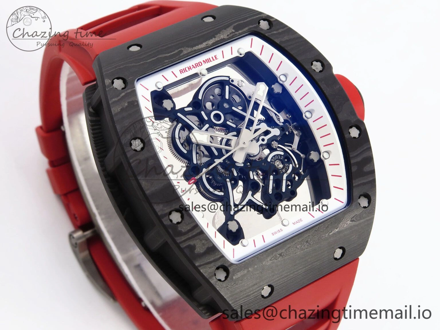 GoodFit RM055 NTPT ZF 1:1 Best Edition White Bezel Red Crown on Red Rubber Strap RMUL2 Super Clone 9268