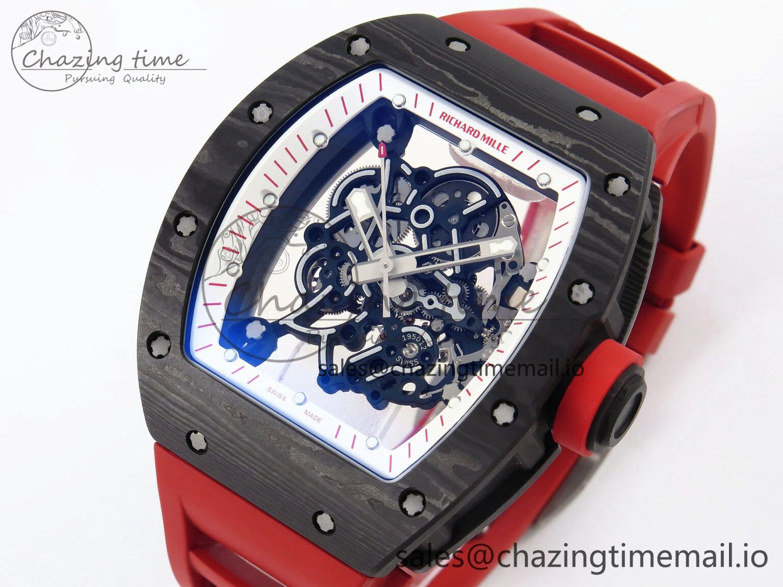 GoodFit RM055 NTPT ZF 1:1 Best Edition White Bezel Red Crown on Red Rubber Strap RMUL2 Super Clone 9268