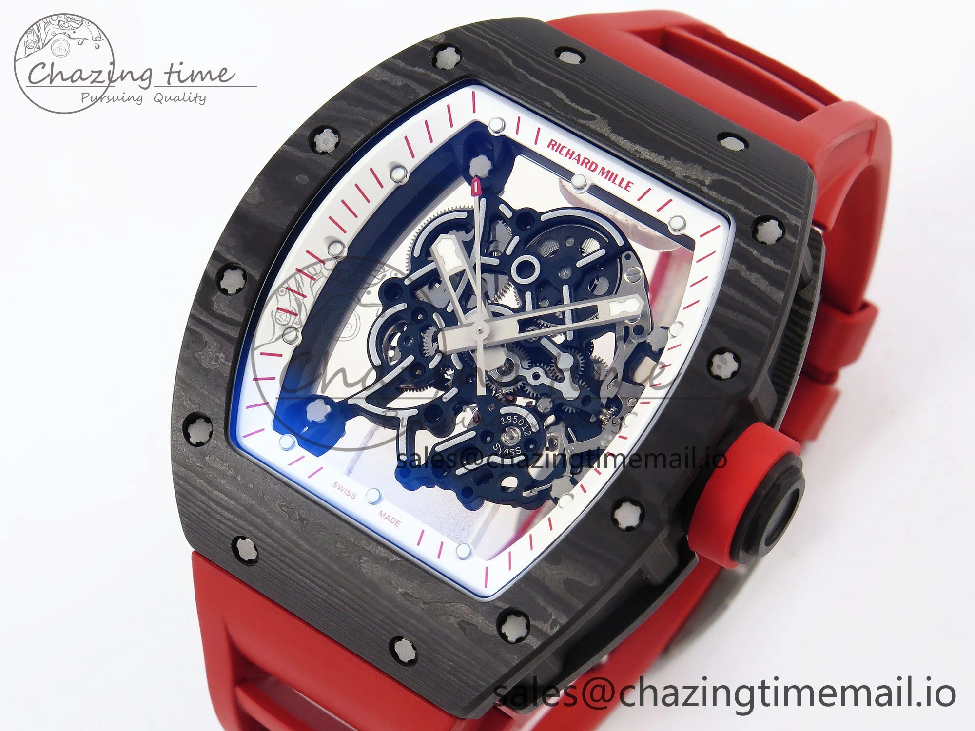 GoodFit RM055 NTPT ZF 1:1 Best Edition White Bezel Red Crown on Red Rubber Strap RMUL2 Super Clone 9268