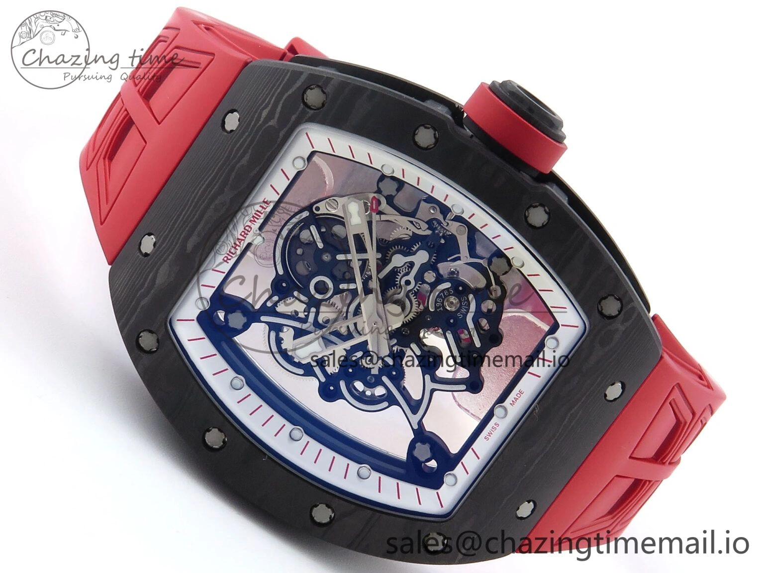 RM055 NTPT ZF 1:1 Best Edition White Bezel Red Crown on Shark Rubber Strap RMUL2 Super Clone UrbanStyle 9202