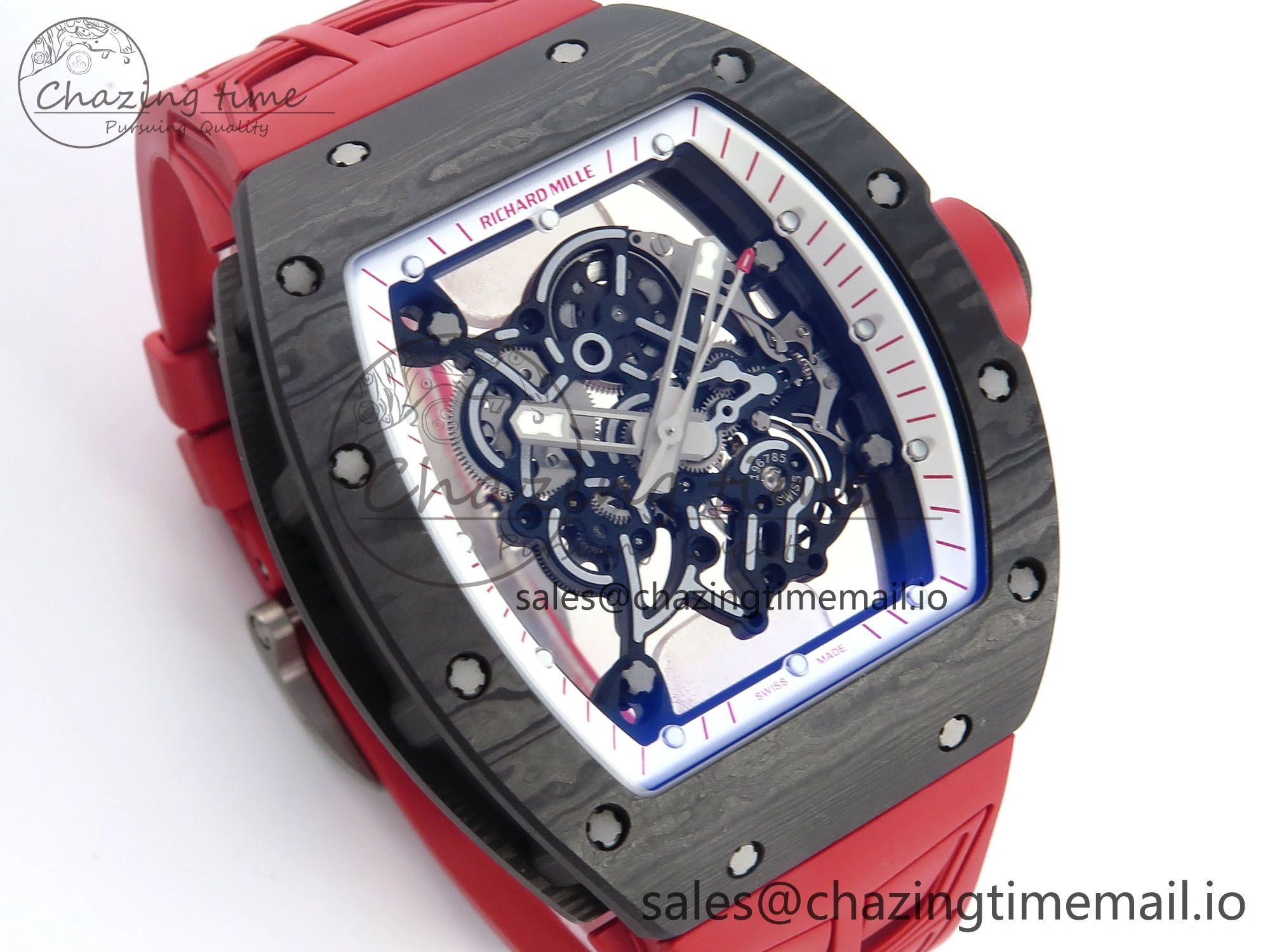 RM055 NTPT ZF 1:1 Best Edition White Bezel Red Crown on Shark Rubber Strap RMUL2 Super Clone UrbanStyle 9202