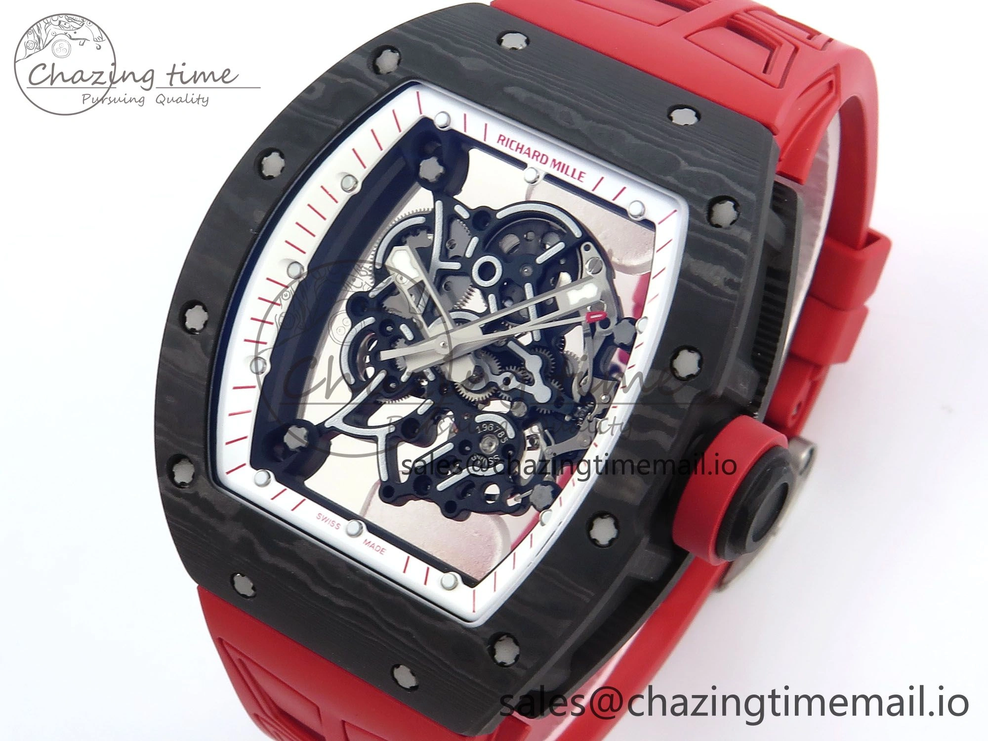 RM055 NTPT ZF 1:1 Best Edition White Bezel Red Crown on Shark Rubber Strap RMUL2 Super Clone UrbanStyle 9202