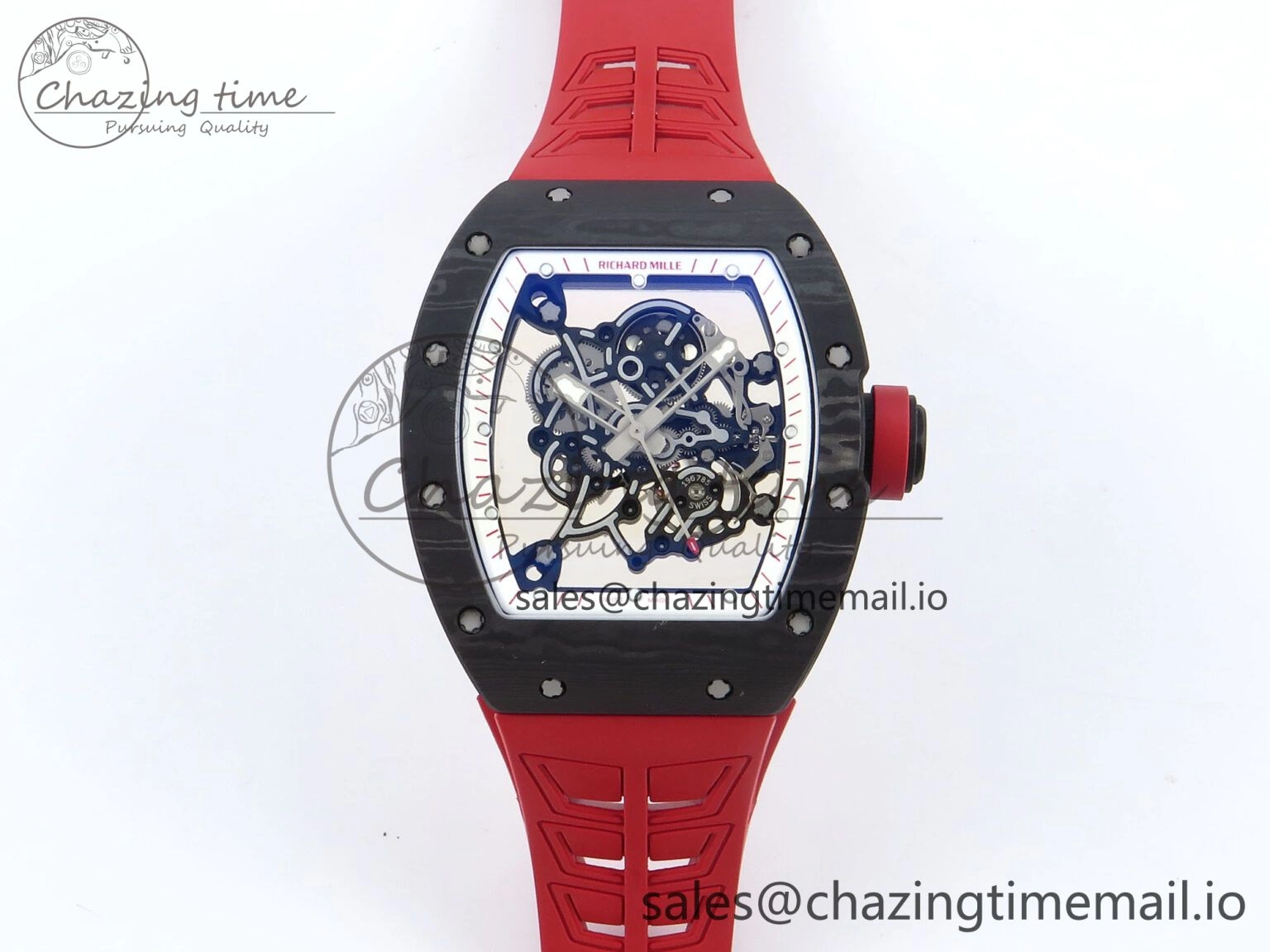 RM055 NTPT ZF 1:1 Best Edition White Bezel Red Crown on Shark Rubber Strap RMUL2 Super Clone UrbanStyle 9202