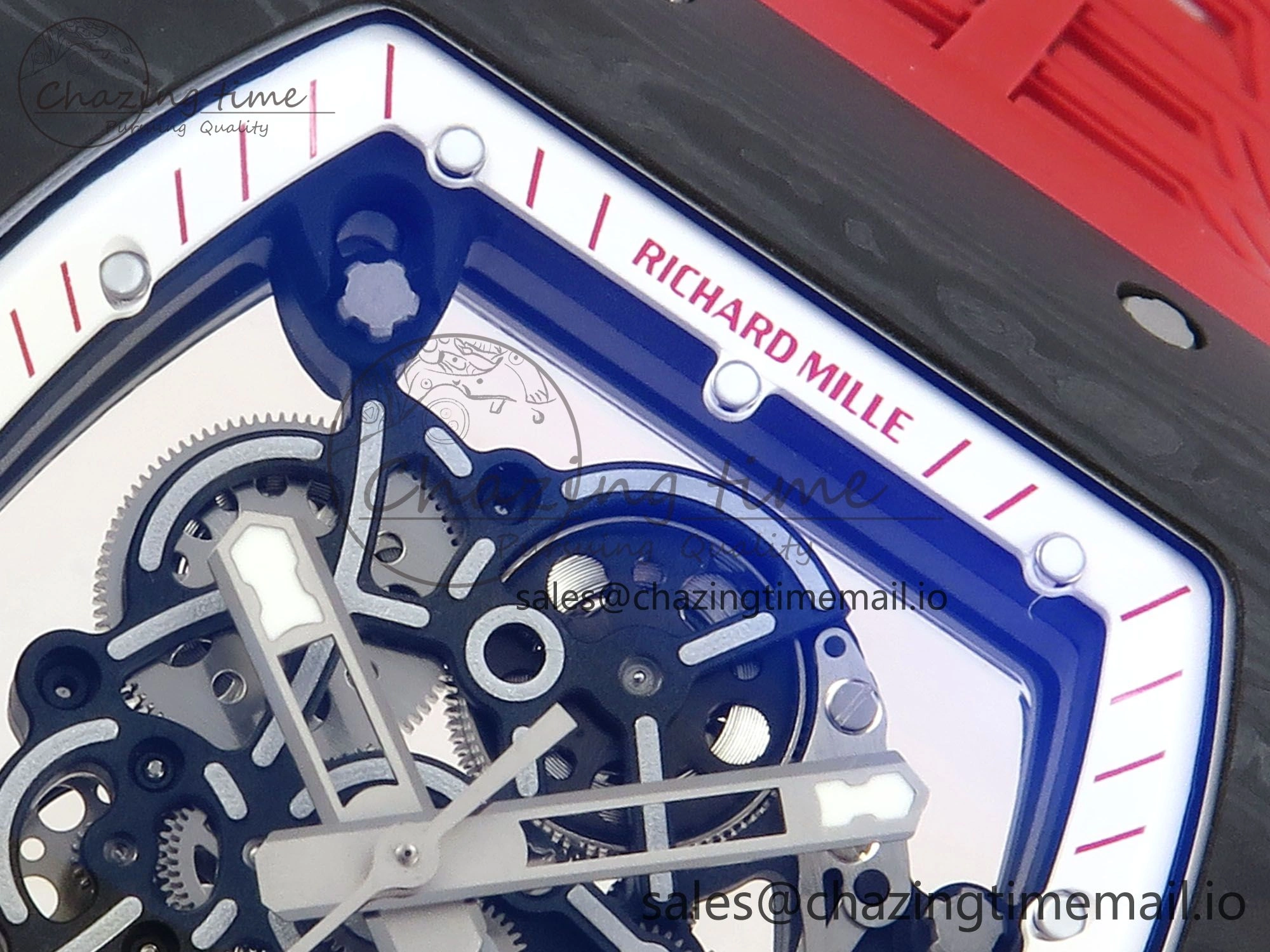 RM055 NTPT ZF 1:1 Best Edition White Bezel Red Crown on Shark Rubber Strap RMUL2 Super Clone UrbanStyle 9202