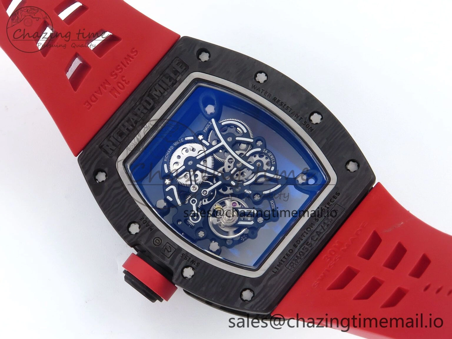 RM055 NTPT ZF 1:1 Best Edition White Bezel Red Crown on Shark Rubber Strap RMUL2 Super Clone UrbanStyle 9202