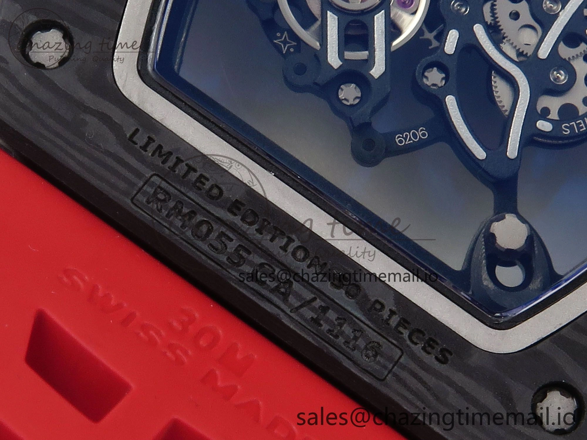 RM055 NTPT ZF 1:1 Best Edition White Bezel Red Crown on Shark Rubber Strap RMUL2 Super Clone UrbanStyle 9202