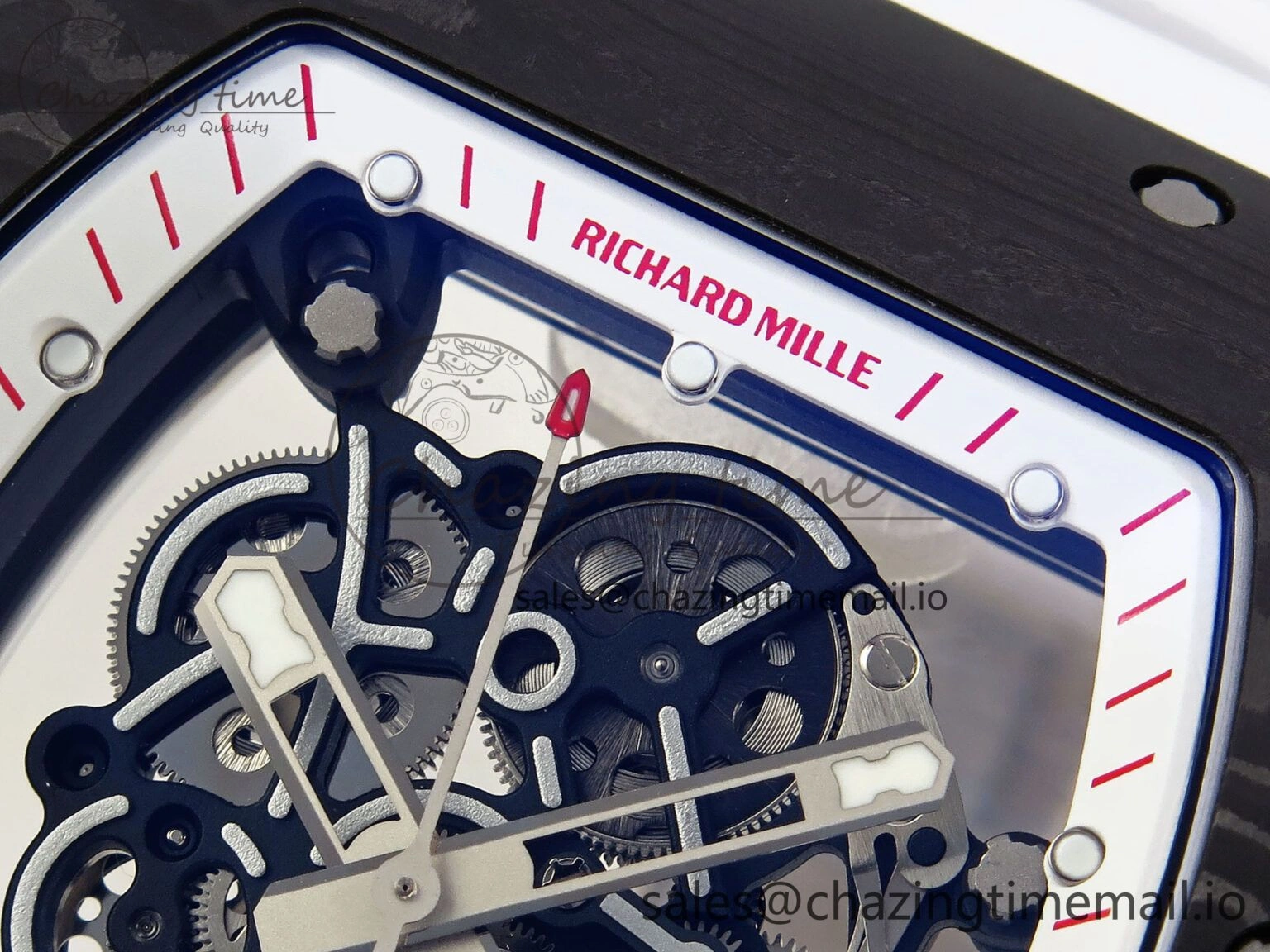 RM055 NTPT ZF 1:1 Best Edition White Bezel Red Crown on White Rubber Strap RMUL2 Super Clone Affordable 9269