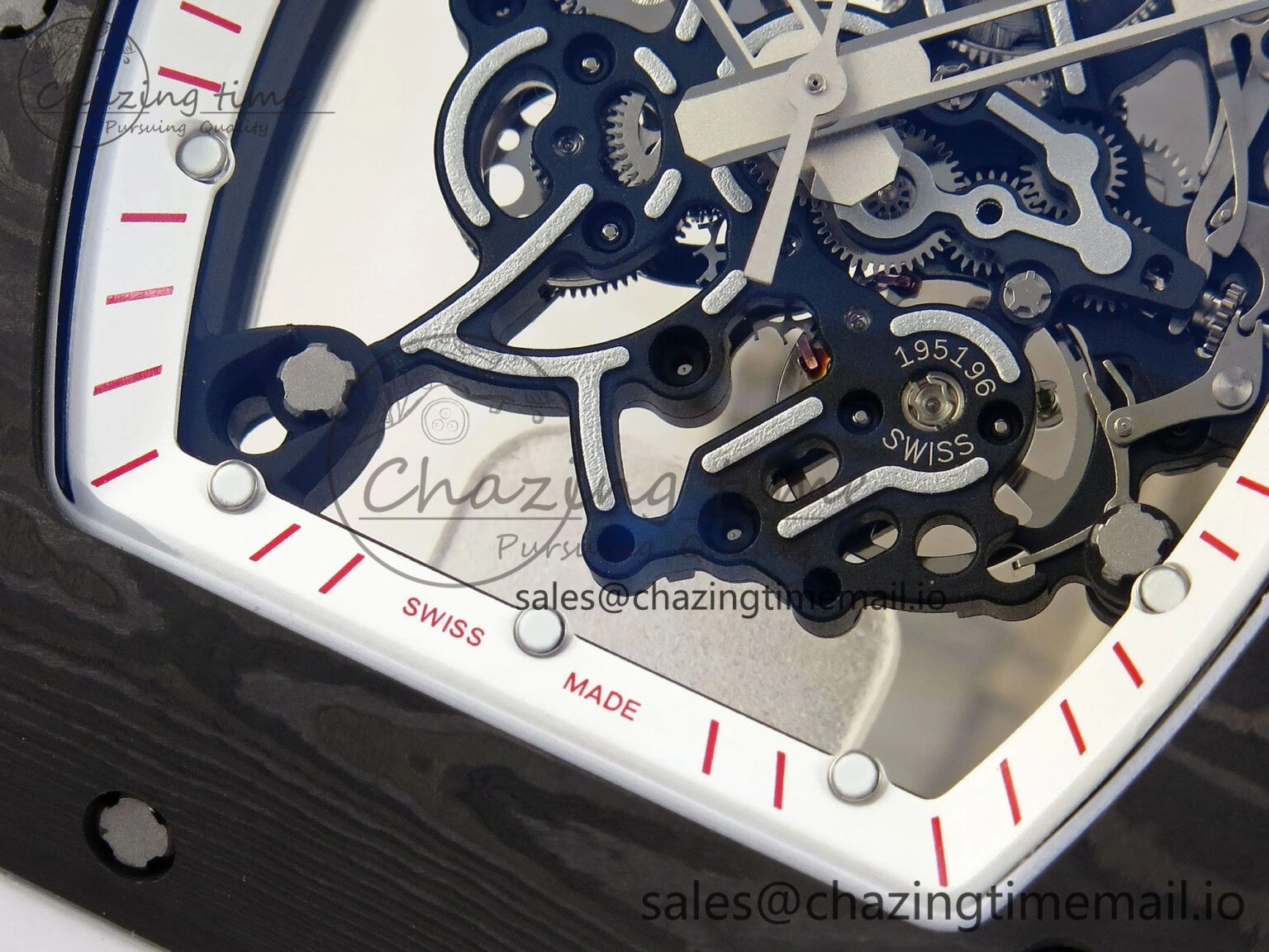 RM055 NTPT ZF 1:1 Best Edition White Bezel Red Crown on White Rubber Strap RMUL2 Super Clone Affordable 9269