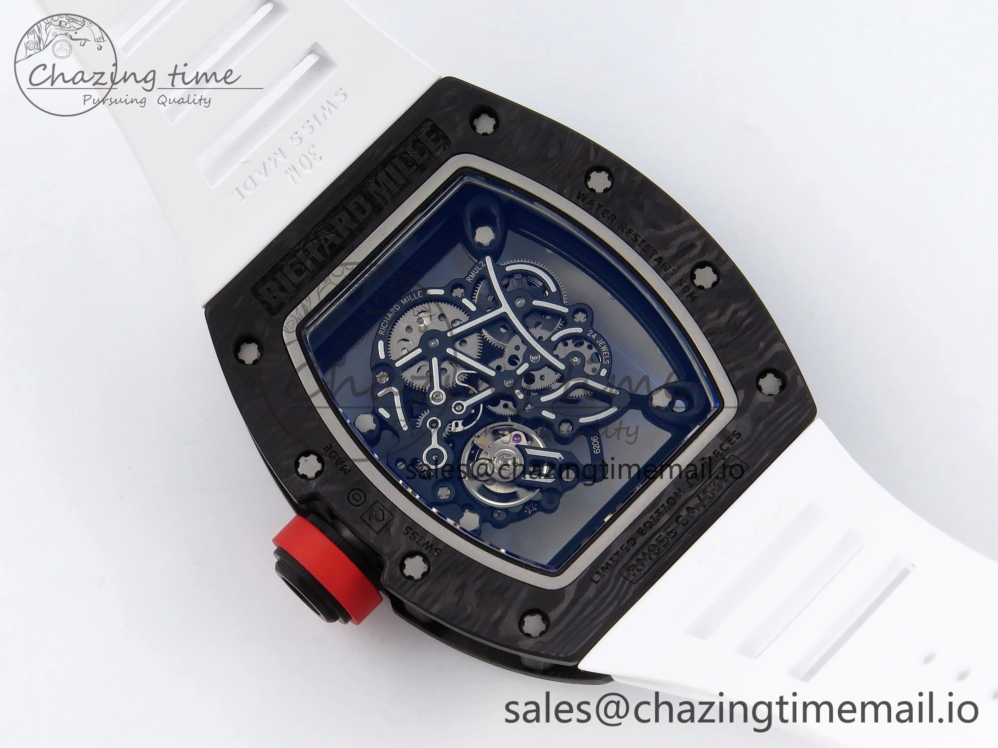 RM055 NTPT ZF 1:1 Best Edition White Bezel Red Crown on White Rubber Strap RMUL2 Super Clone Affordable 9269