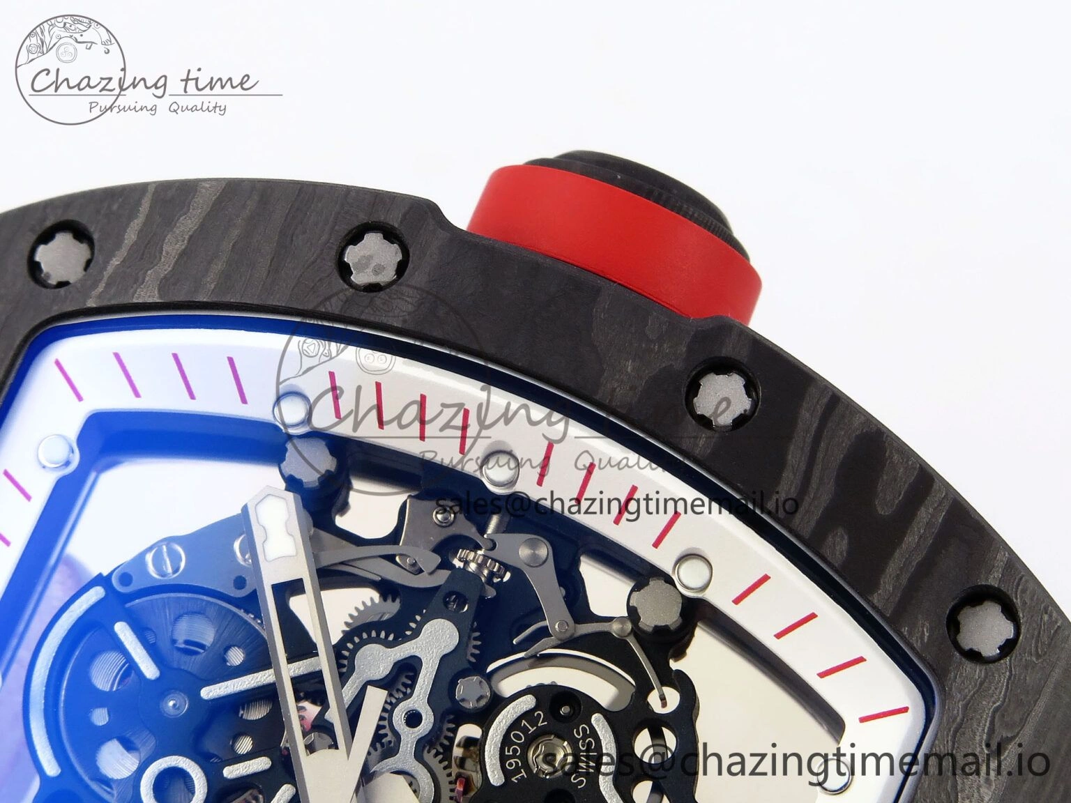 RM055 NTPT ZF 1:1 Best Edition White Bezel Red Crown on White Rubber Strap RMUL2 Super Clone Affordable 9269