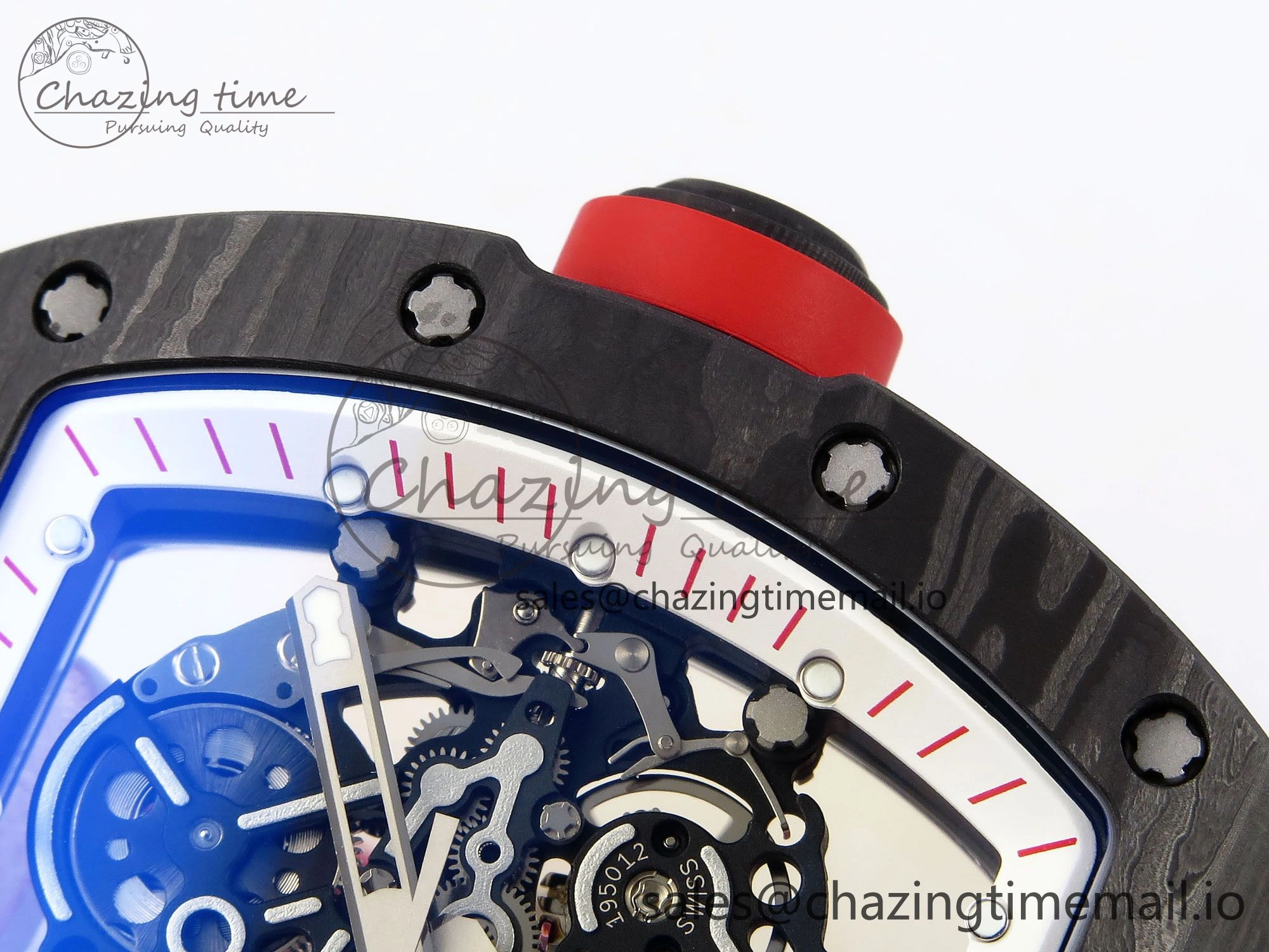 RM055 NTPT ZF 1:1 Best Edition White Bezel Red Crown on White Rubber Strap RMUL2 Super Clone Affordable 9269
