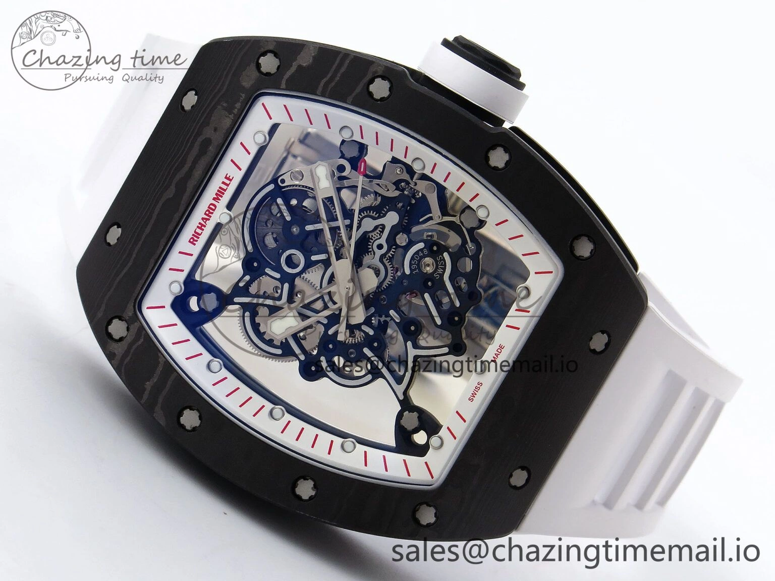 RM055 NTPT ZF 1:1 Best Edition White Bezel White Crown on Rubber Strap RMUL2 Super Clone Popular 9279