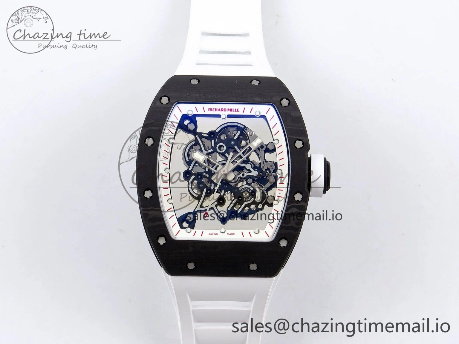 RM055 NTPT ZF 1:1 Best Edition White Bezel White Crown on Rubber Strap RMUL2 Super Clone Popular 9279