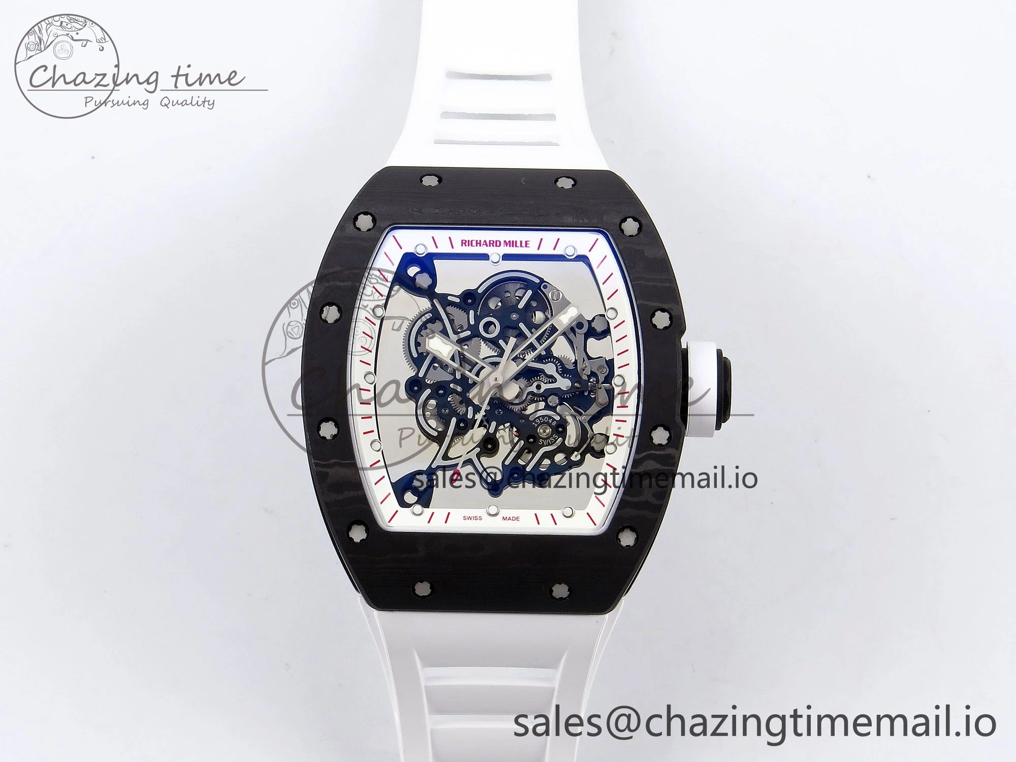 RM055 NTPT ZF 1:1 Best Edition White Bezel White Crown on Rubber Strap RMUL2 Super Clone Popular 9279