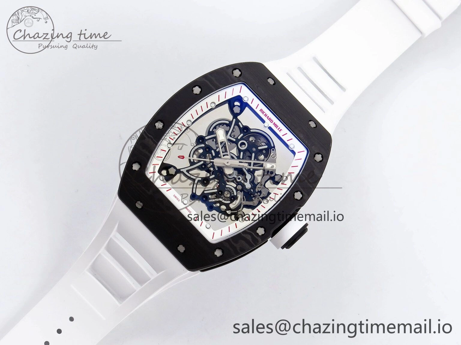 RM055 NTPT ZF 1:1 Best Edition White Bezel White Crown on Rubber Strap RMUL2 Super Clone Popular 9279