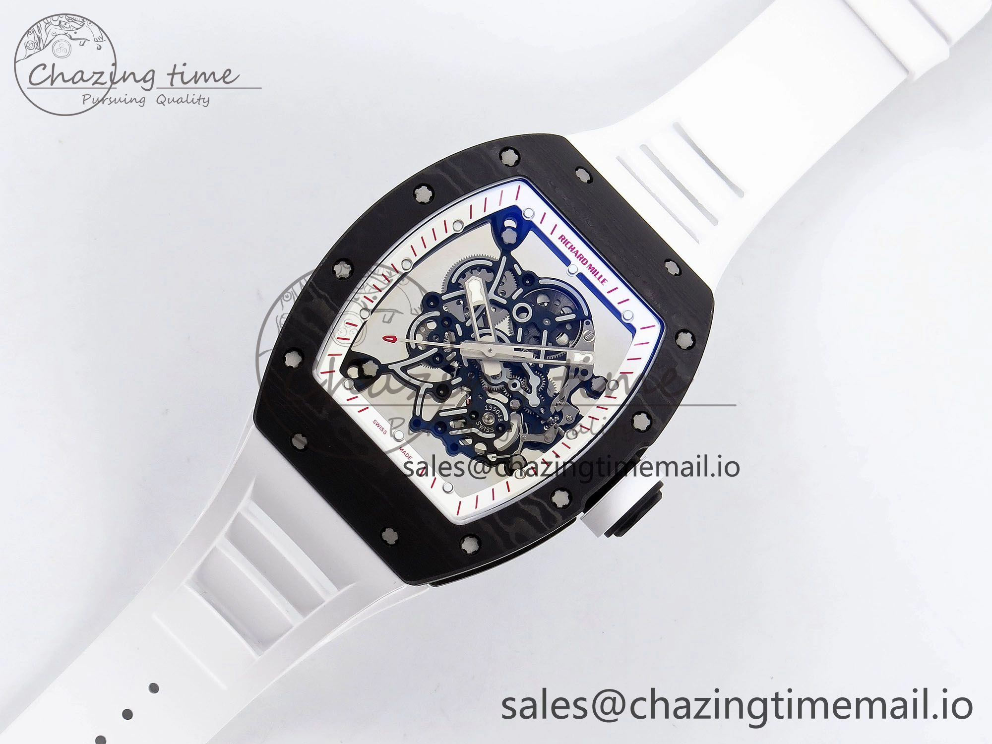 RM055 NTPT ZF 1:1 Best Edition White Bezel White Crown on Rubber Strap RMUL2 Super Clone Popular 9279