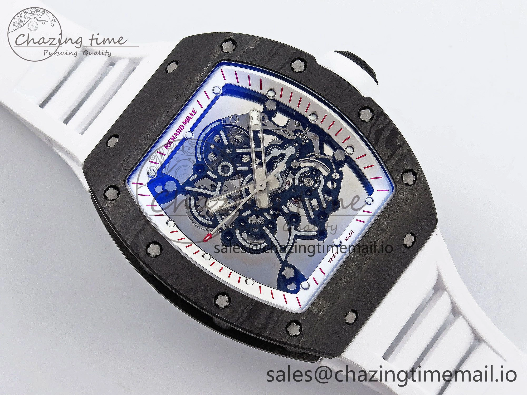 RM055 NTPT ZF 1:1 Best Edition White Bezel White Crown on Rubber Strap RMUL2 Super Clone Popular 9279