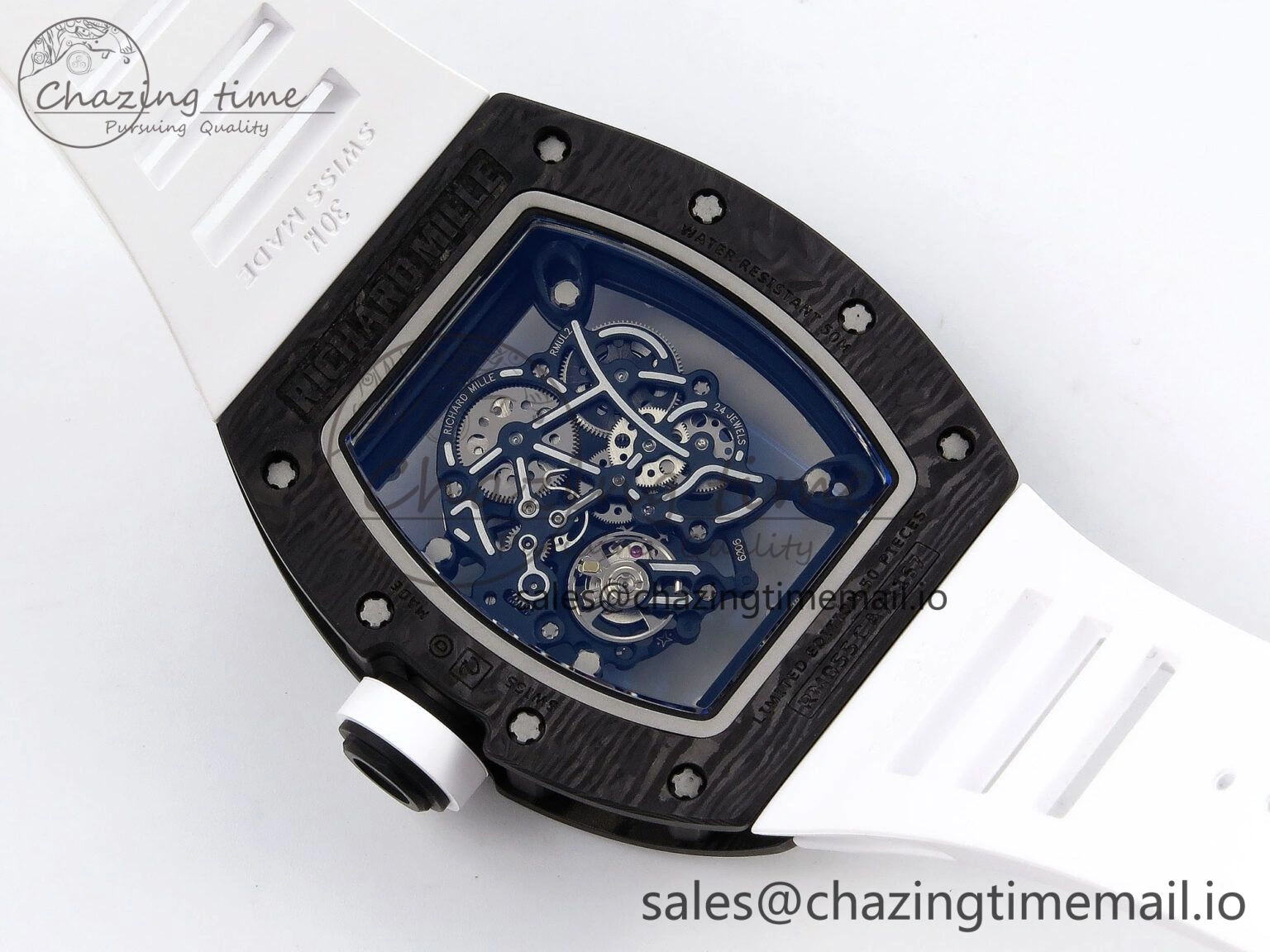 RM055 NTPT ZF 1:1 Best Edition White Bezel White Crown on Rubber Strap RMUL2 Super Clone Popular 9279