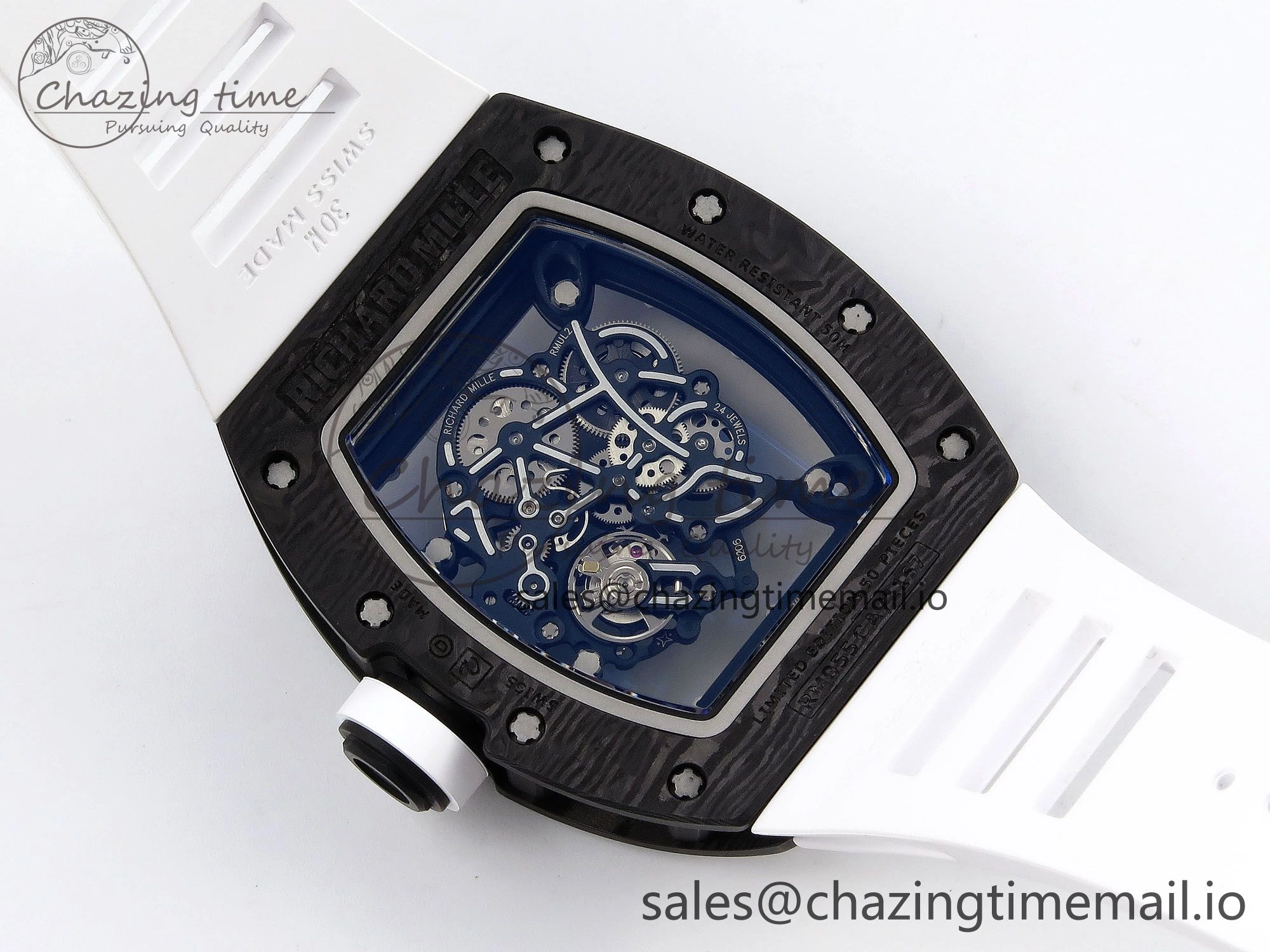 RM055 NTPT ZF 1:1 Best Edition White Bezel White Crown on Rubber Strap RMUL2 Super Clone Popular 9279