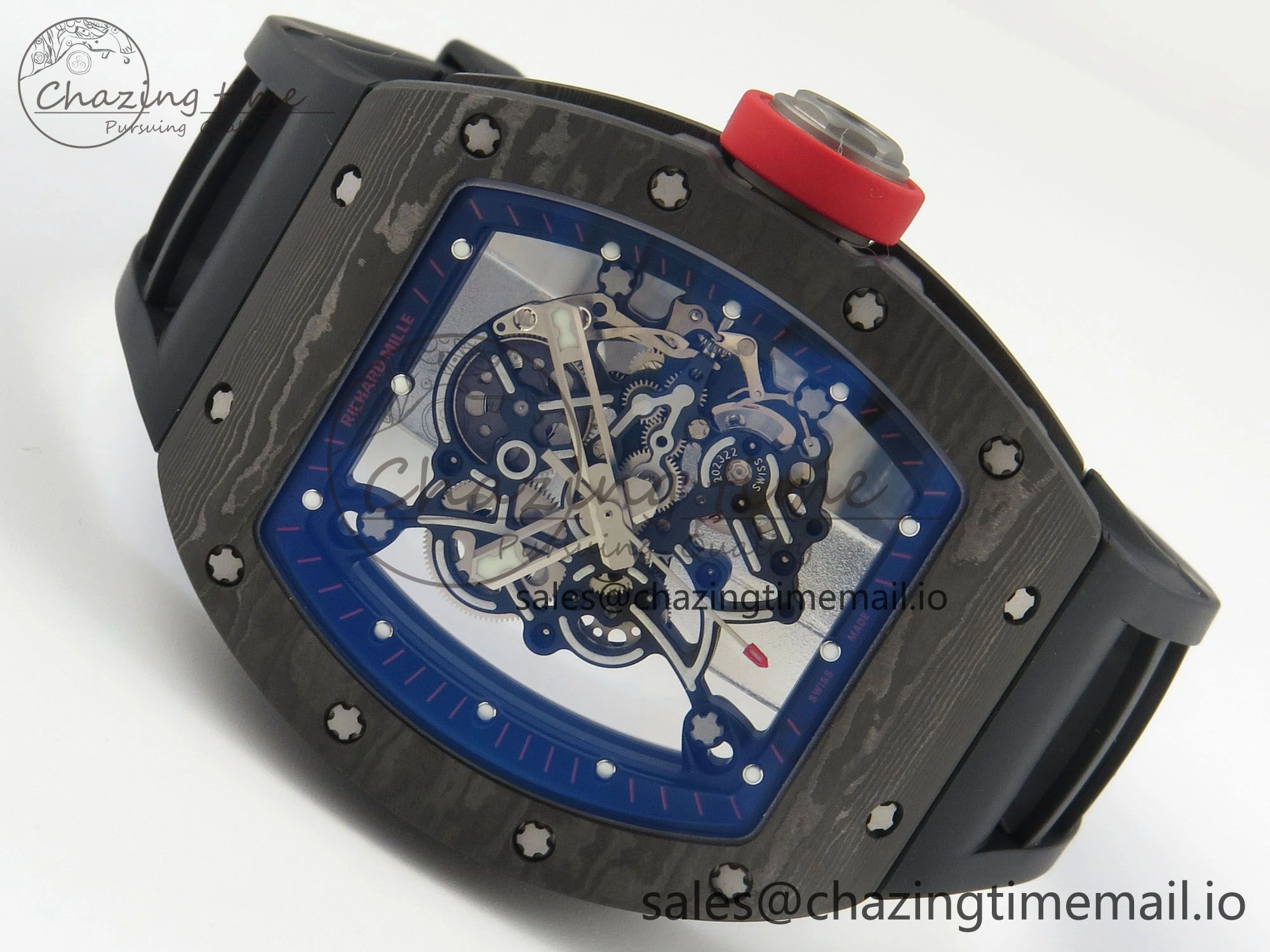 GoodFit RM055 NTPT Ti MLF 1:1 Best Edition Black Bezel Red Crown on Rubber Strap RMUL2 Super Clone 9171
