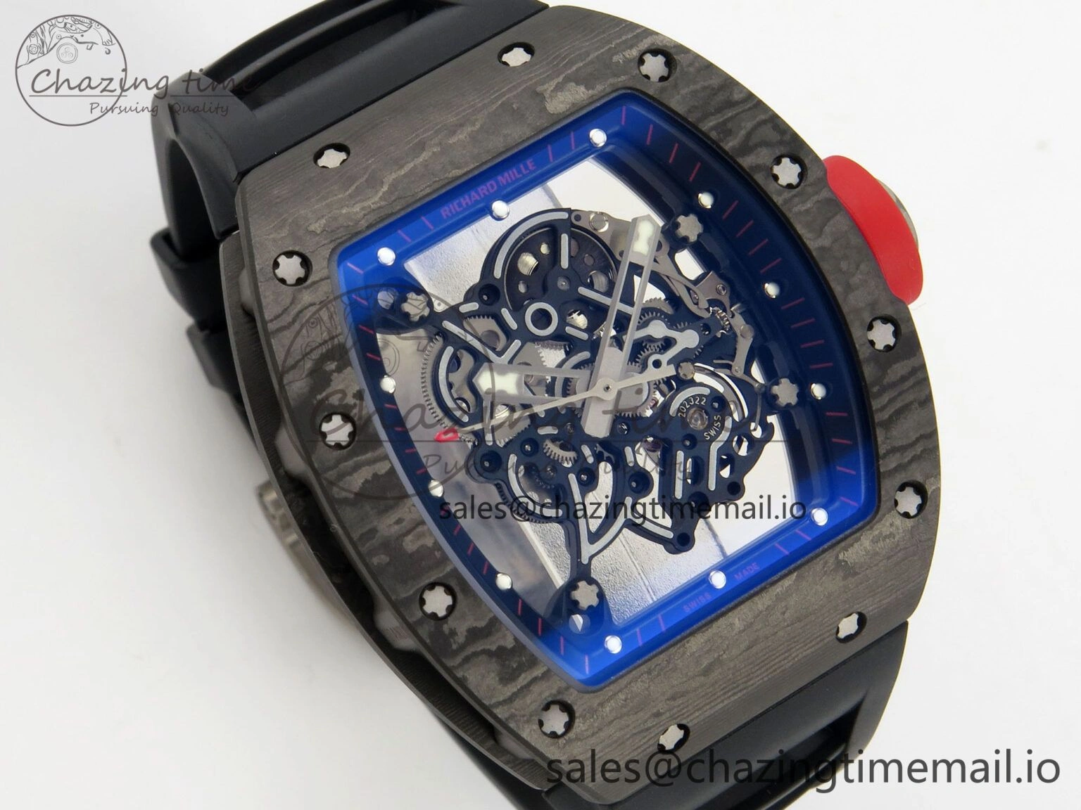 GoodFit RM055 NTPT Ti MLF 1:1 Best Edition Black Bezel Red Crown on Rubber Strap RMUL2 Super Clone 9171