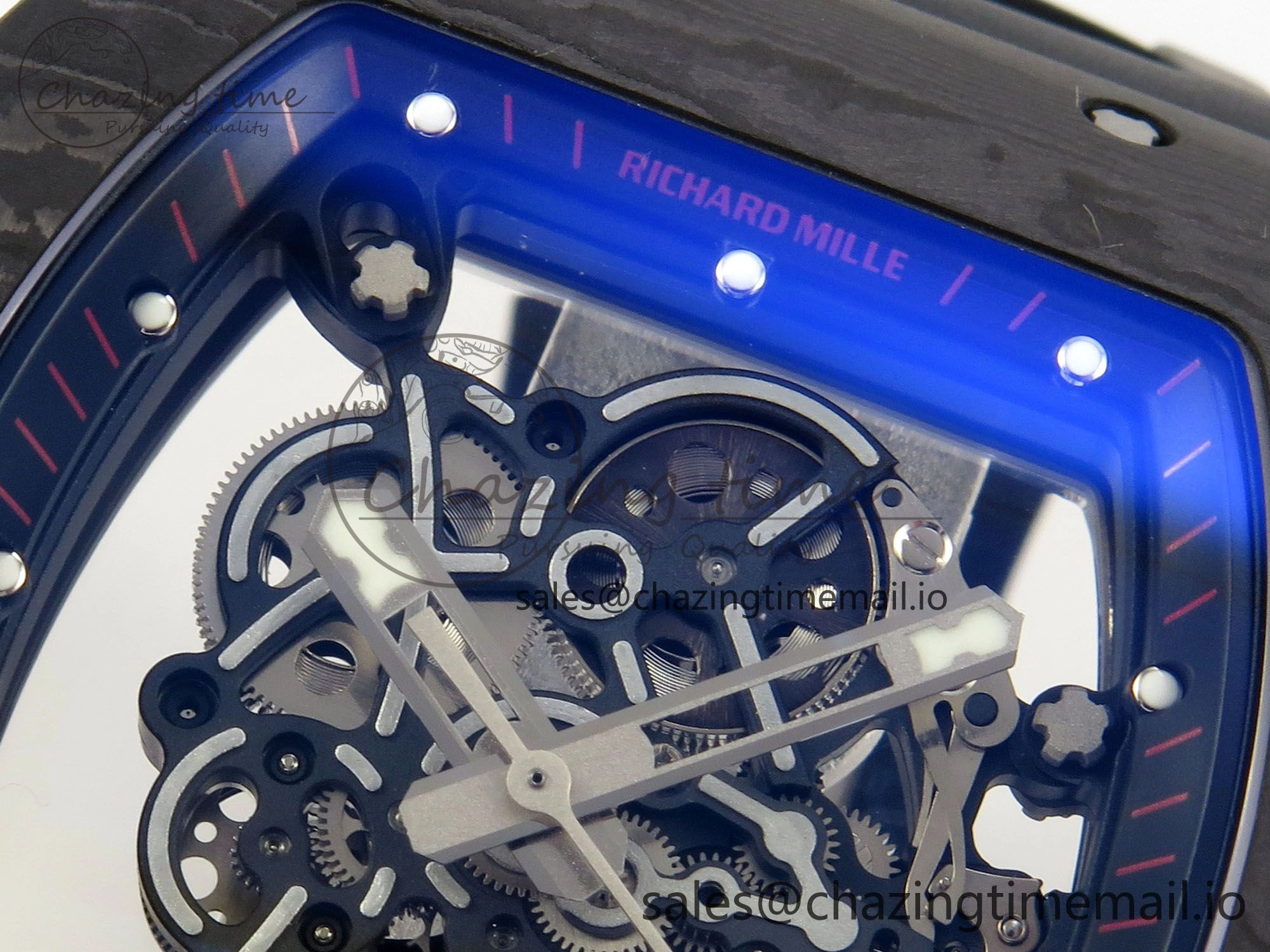 GoodFit RM055 NTPT Ti MLF 1:1 Best Edition Black Bezel Red Crown on Rubber Strap RMUL2 Super Clone 9171