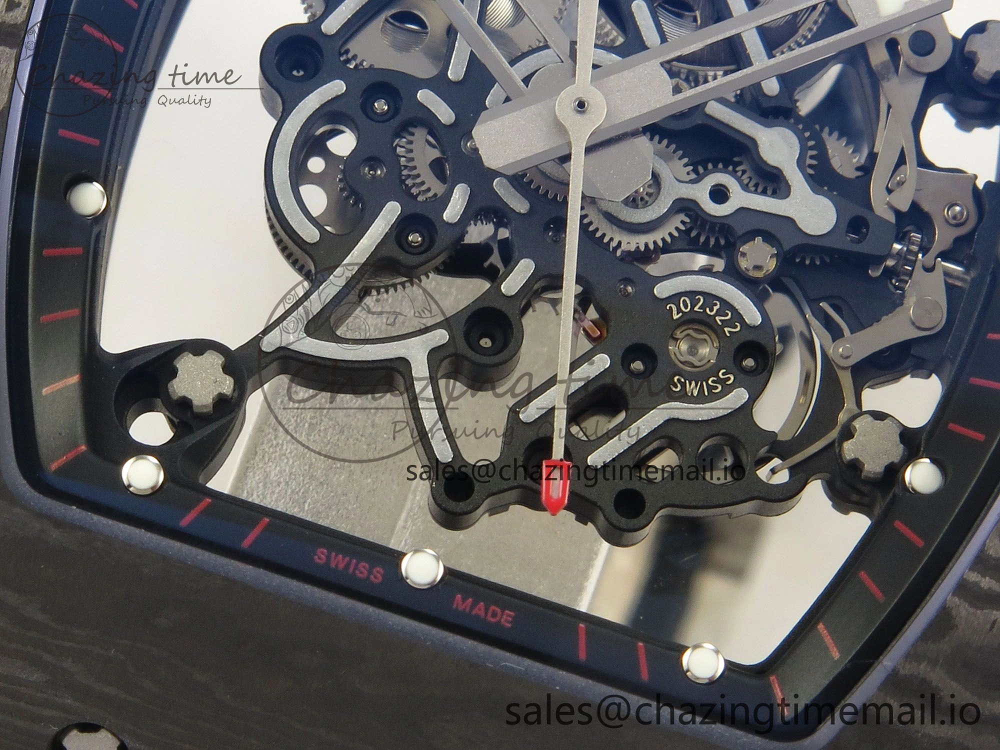 GoodFit RM055 NTPT Ti MLF 1:1 Best Edition Black Bezel Red Crown on Rubber Strap RMUL2 Super Clone 9171