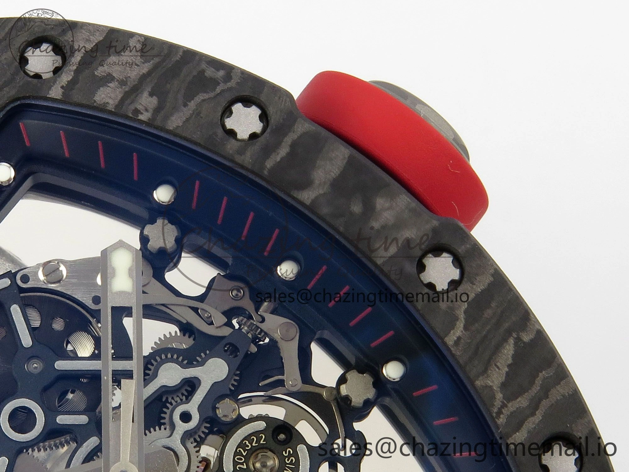 GoodFit RM055 NTPT Ti MLF 1:1 Best Edition Black Bezel Red Crown on Rubber Strap RMUL2 Super Clone 9171