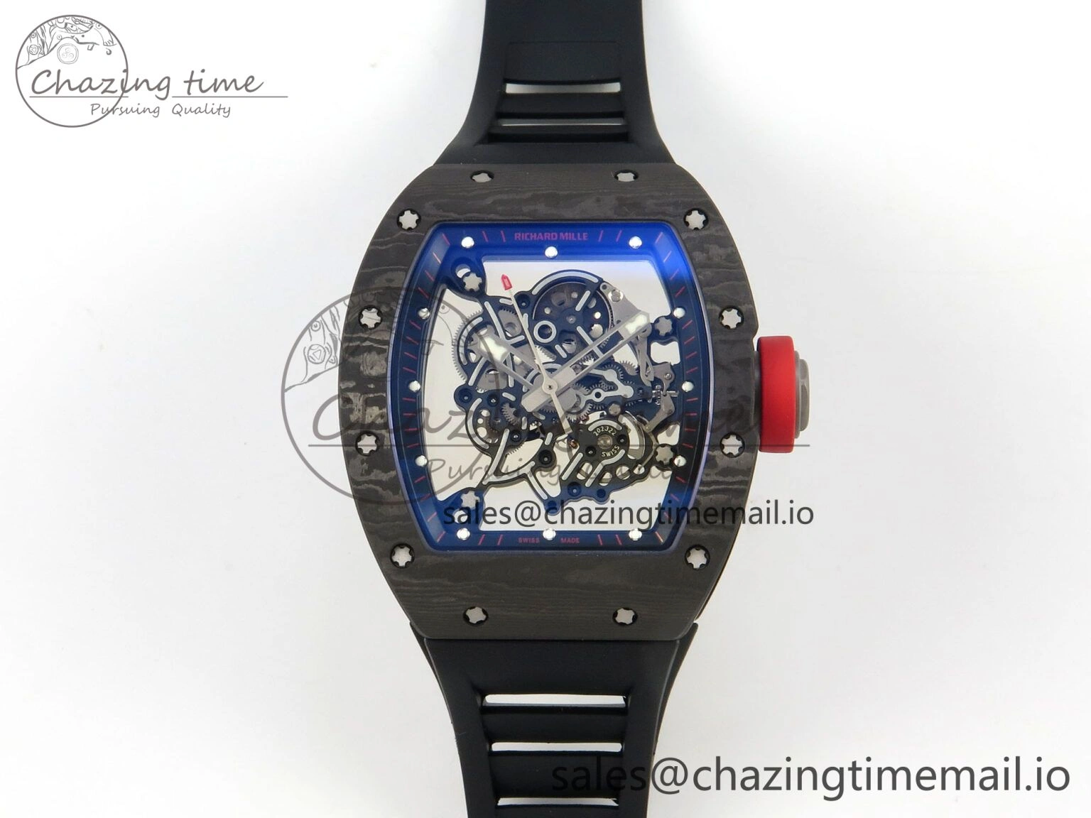 GoodFit RM055 NTPT Ti MLF 1:1 Best Edition Black Bezel Red Crown on Rubber Strap RMUL2 Super Clone 9171
