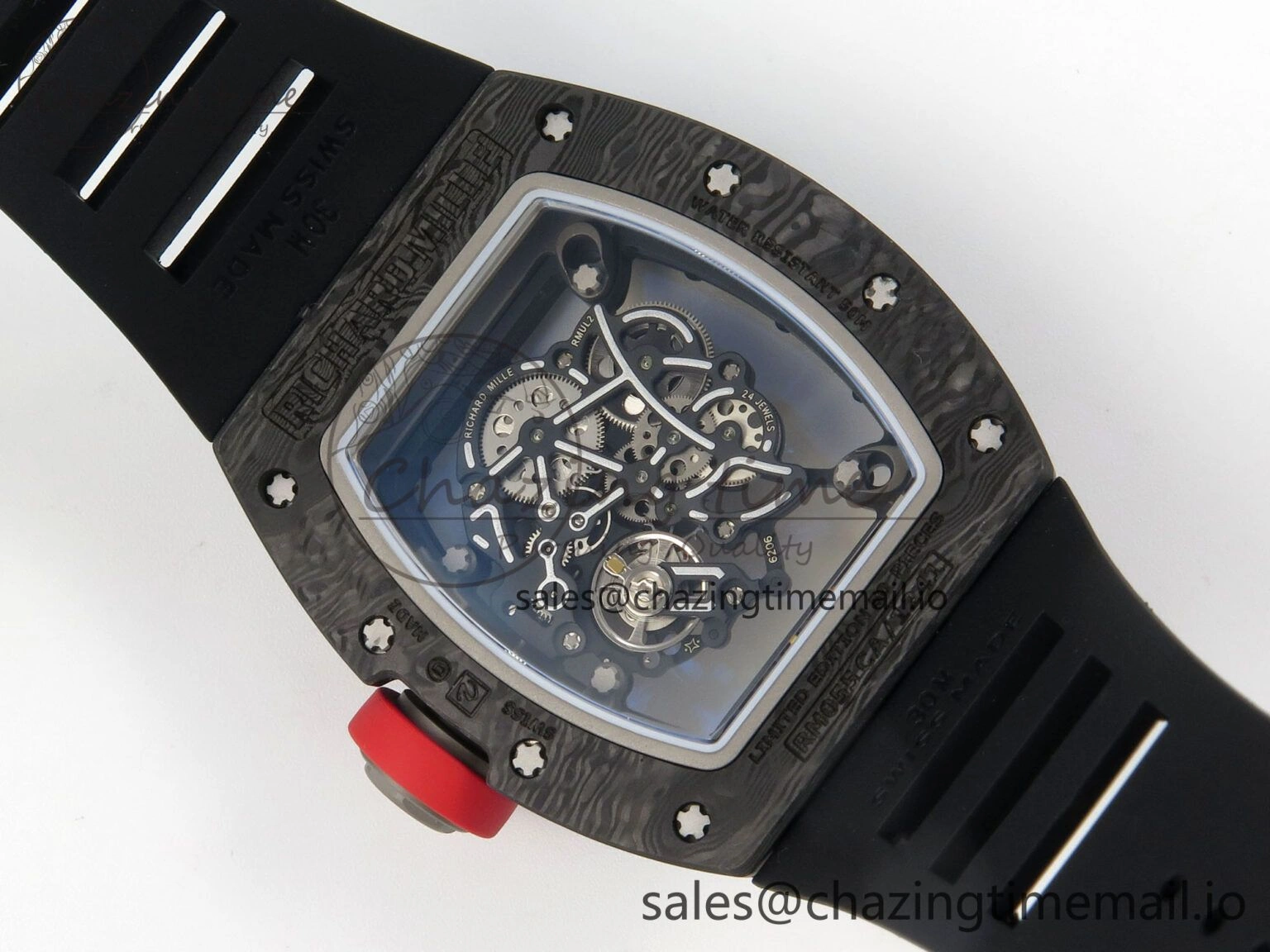 GoodFit RM055 NTPT Ti MLF 1:1 Best Edition Black Bezel Red Crown on Rubber Strap RMUL2 Super Clone 9171