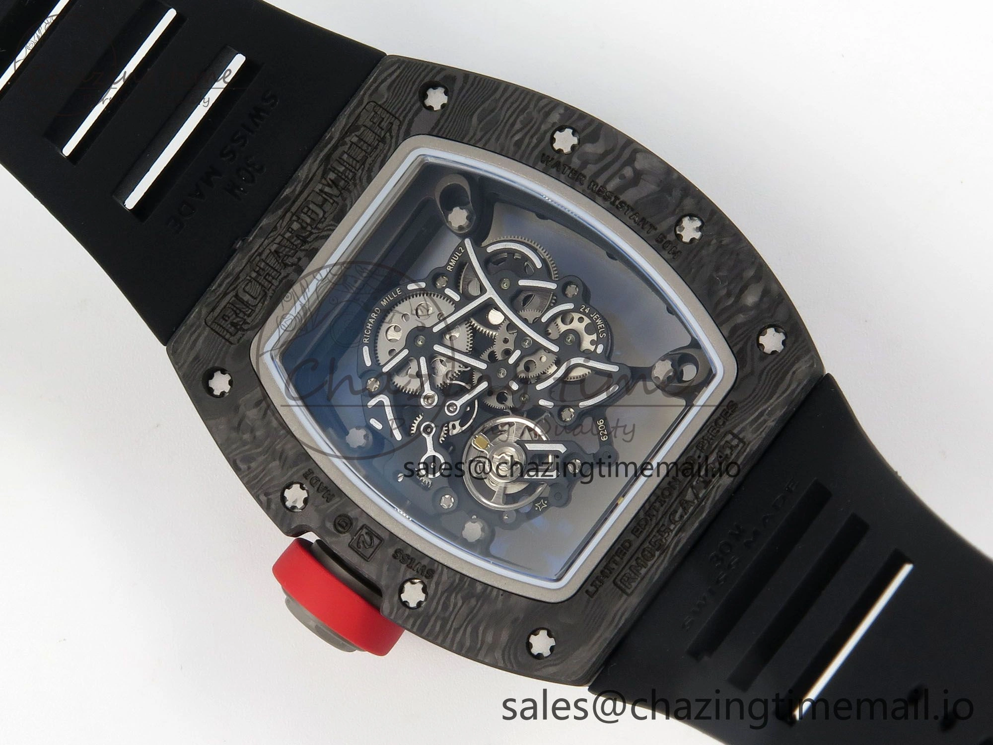 GoodFit RM055 NTPT Ti MLF 1:1 Best Edition Black Bezel Red Crown on Rubber Strap RMUL2 Super Clone 9171