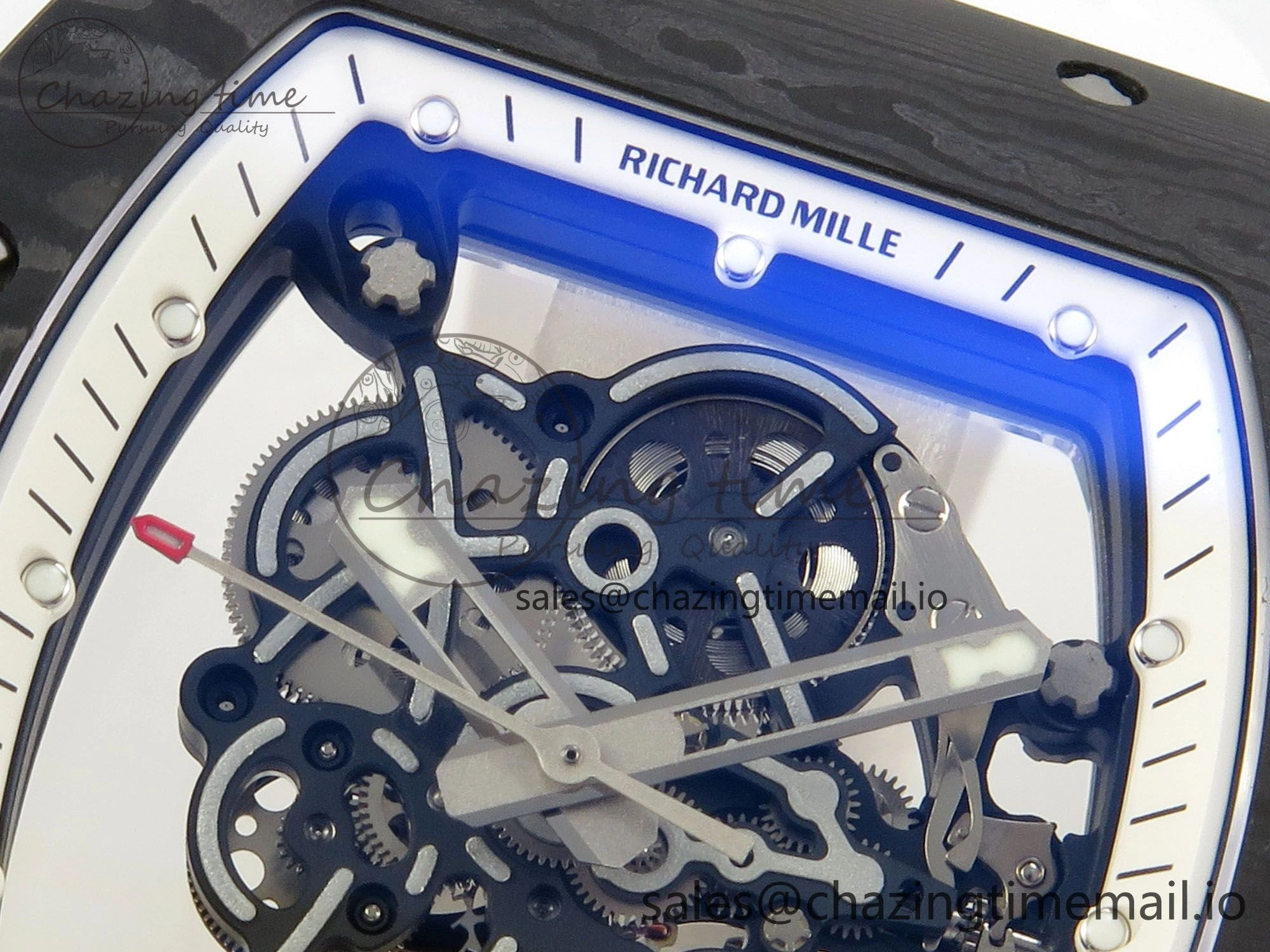 ComfortFit RM055 NTPT Ti MLF 1:1 Best Edition White Bezel White Crown on Rubber Strap RMUL2 Super Clone 9173