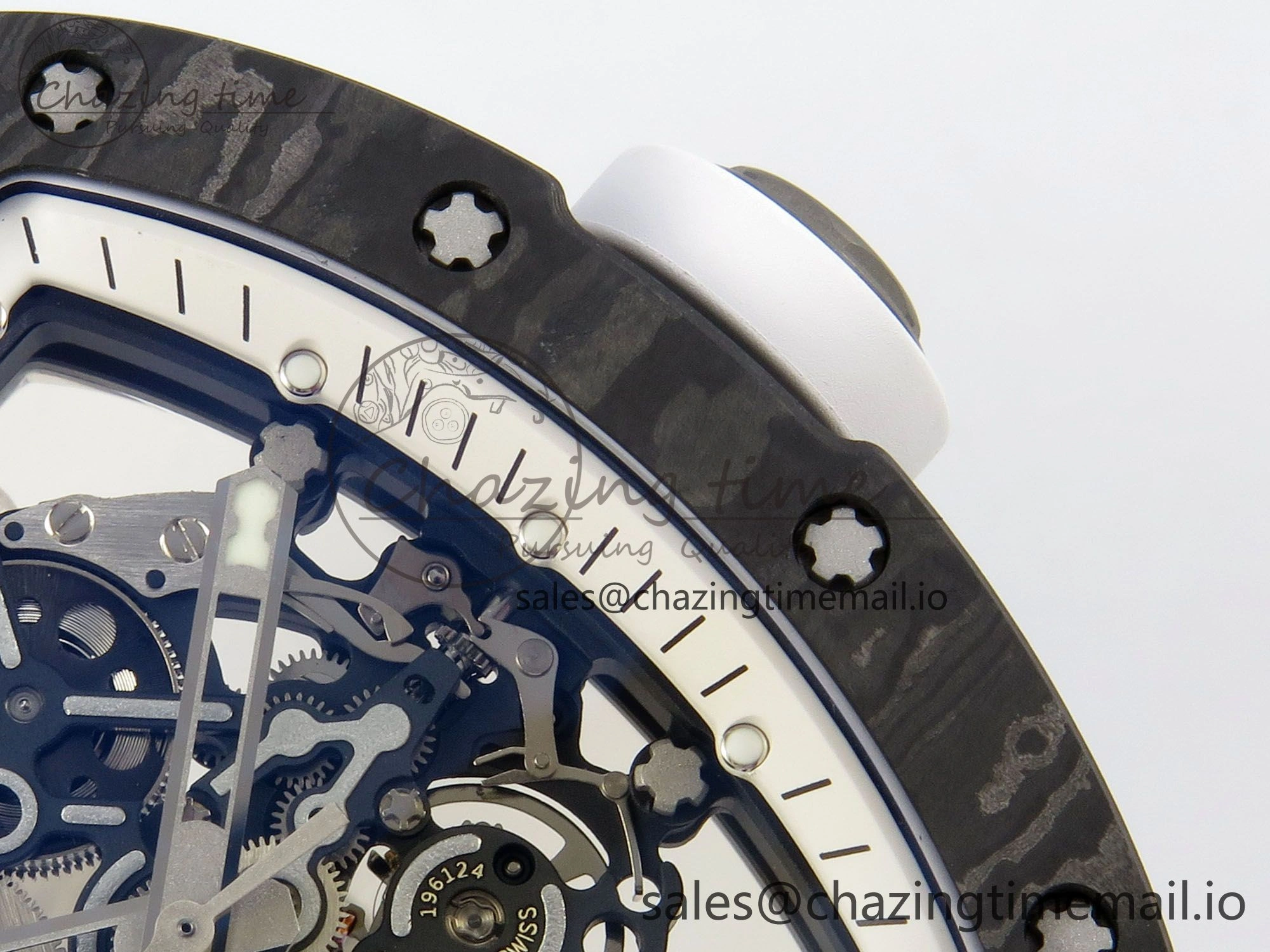 ComfortFit RM055 NTPT Ti MLF 1:1 Best Edition White Bezel White Crown on Rubber Strap RMUL2 Super Clone 9173